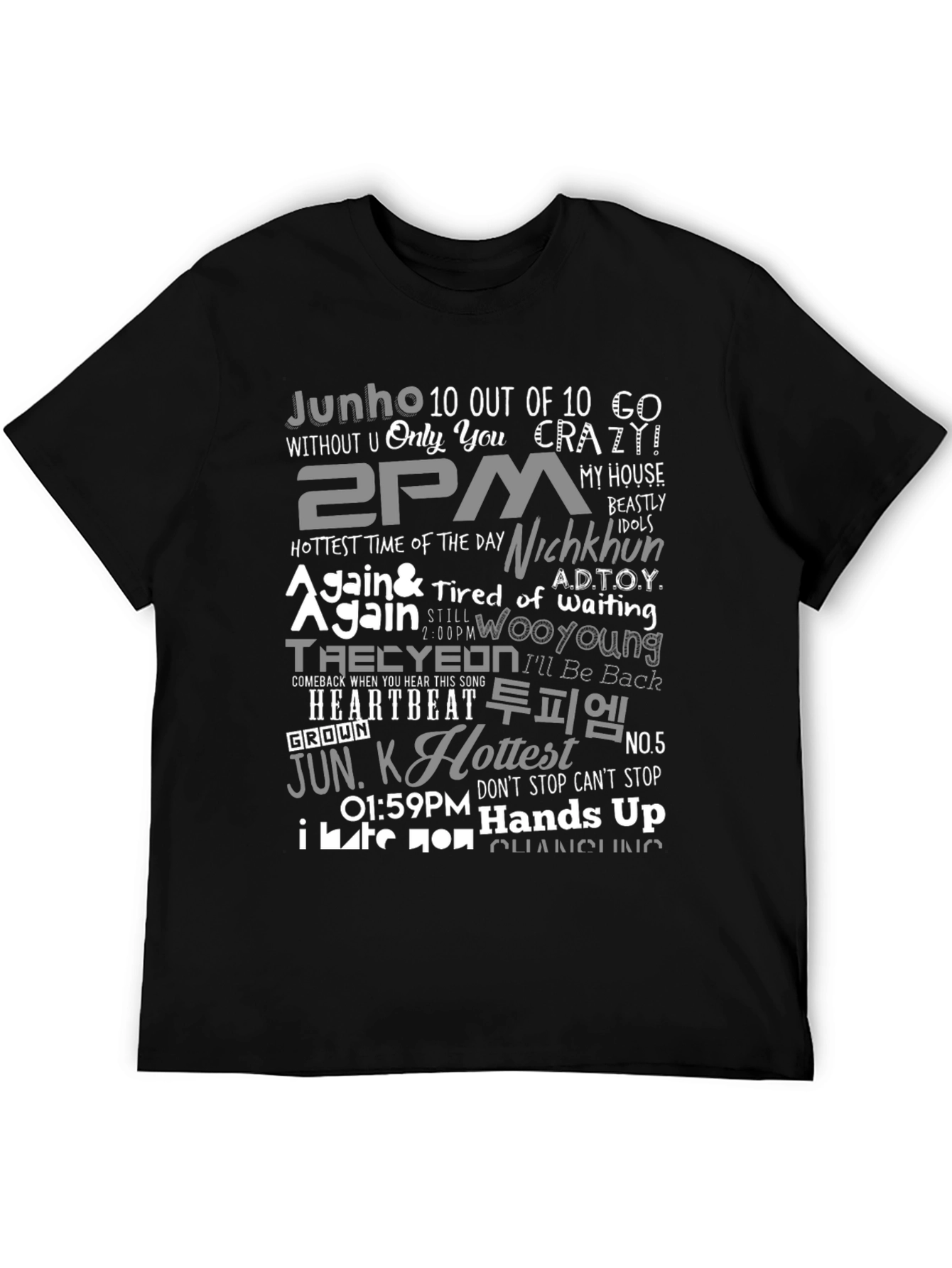 2PM K-Pop Inspired Graphic Print Black T-Shirt