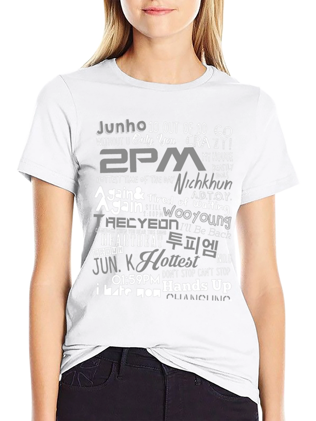 2PM K-Pop Inspired Graphic Print Black T-Shirt