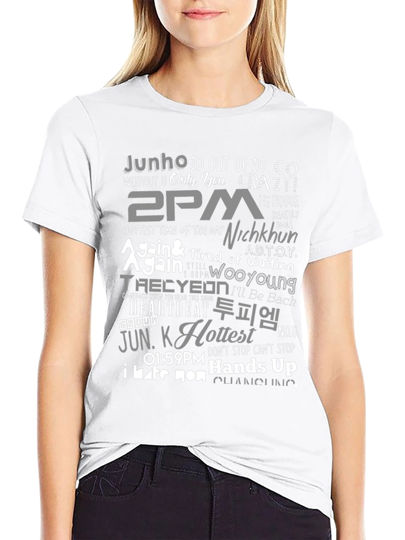 2PM K-Pop Inspired Graphic Print Black T-Shirt