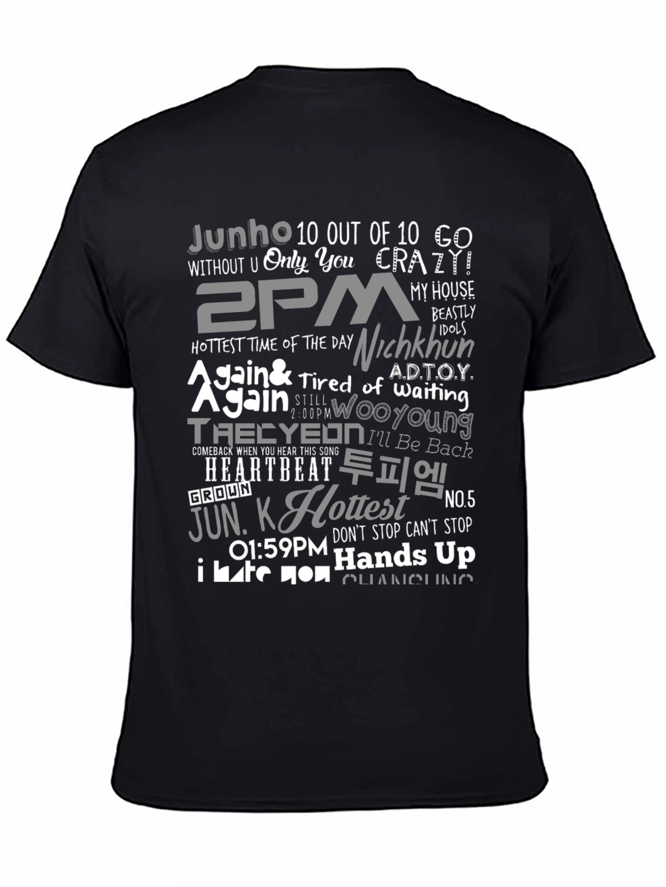 2PM K-Pop Inspired Graphic Print Black T-Shirt