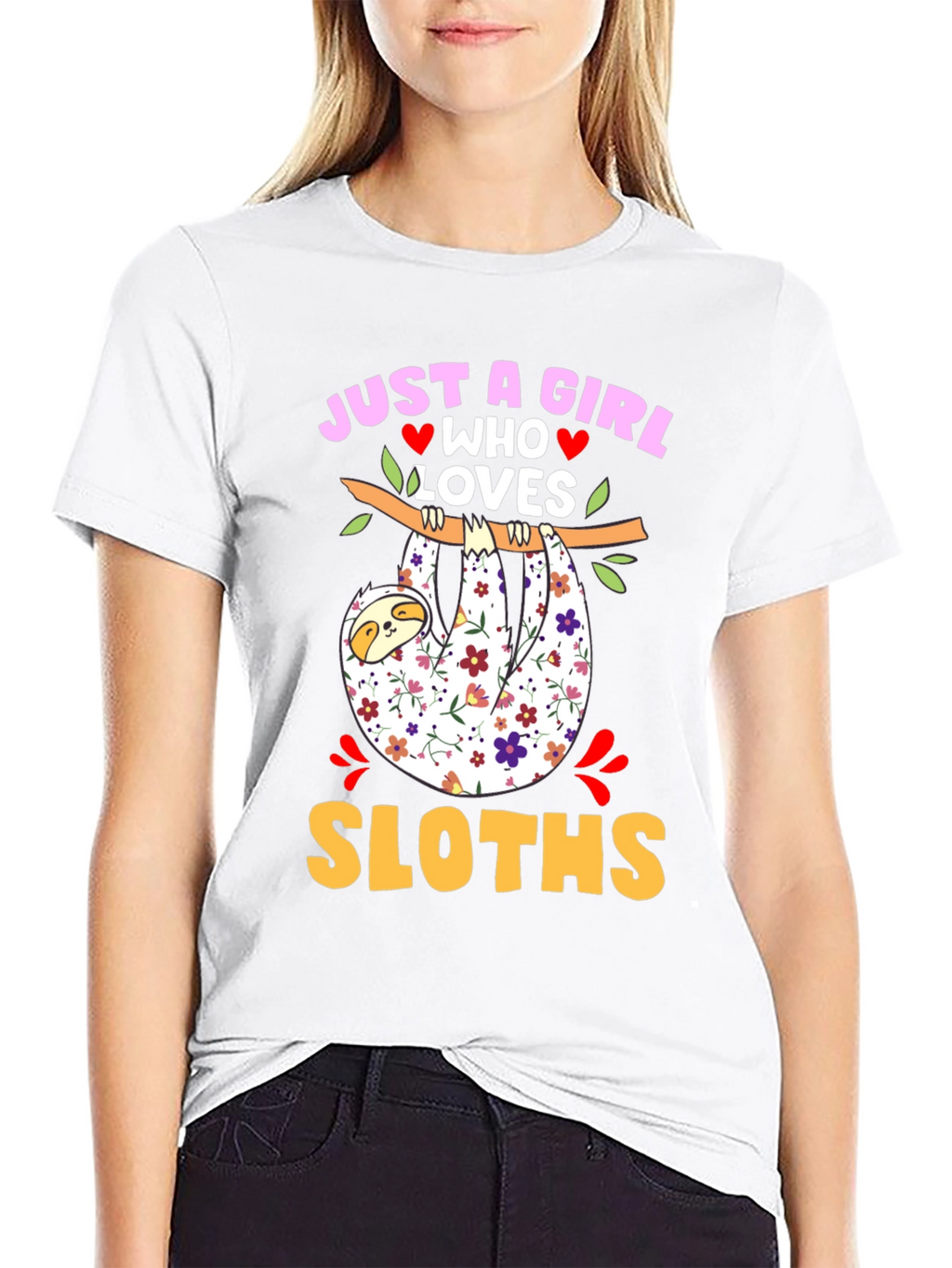 Just a Girl Who Loves Sloths Graphic T-Shirt