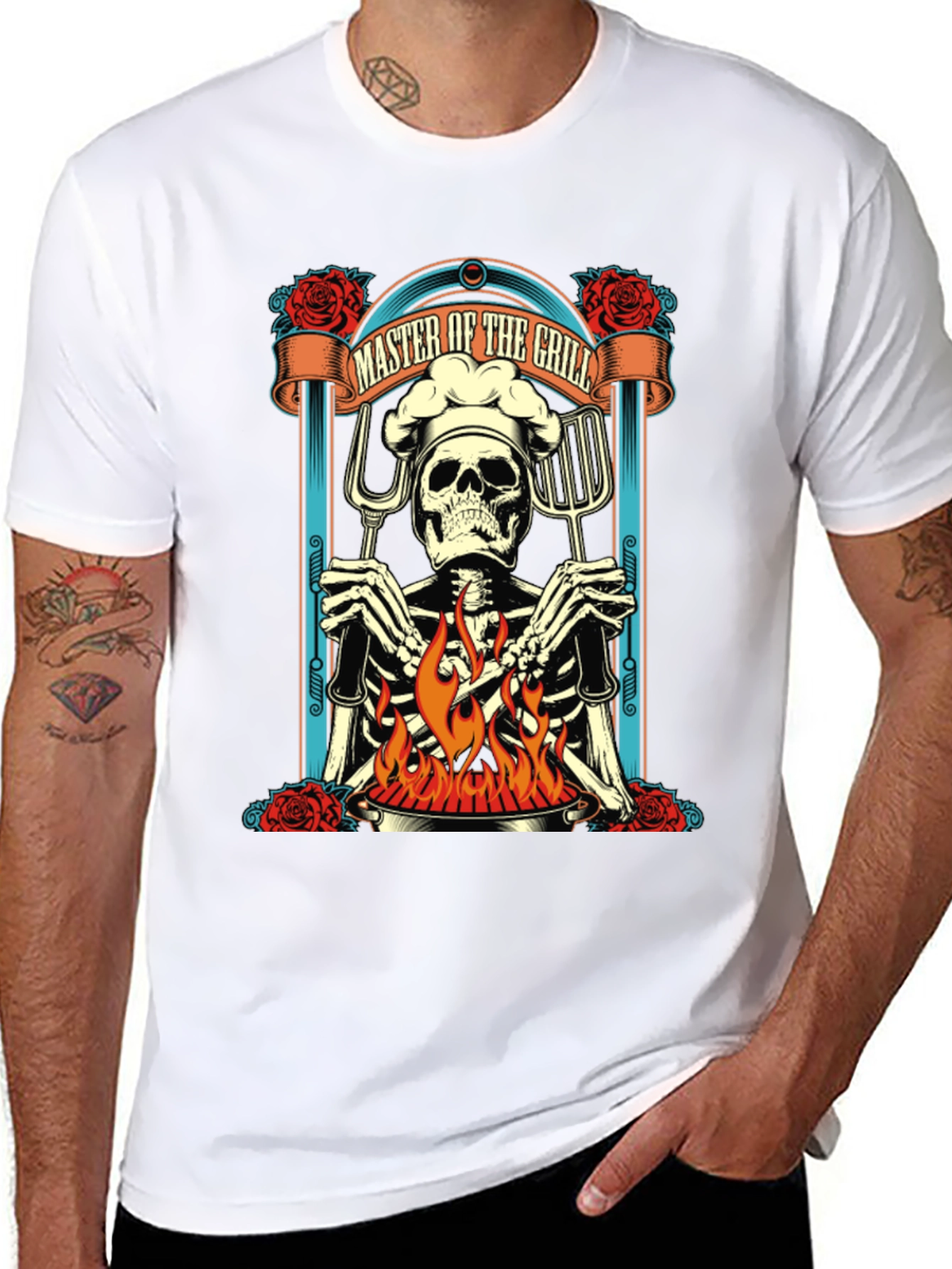 Master of the Grill Skeleton Chef Graphic Tee
