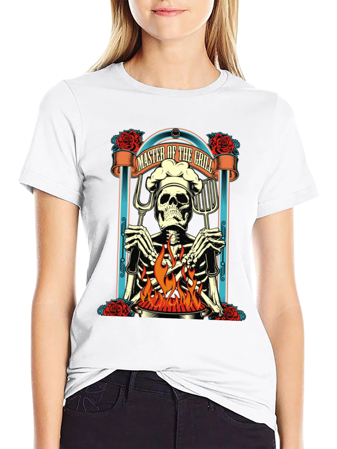 Master of the Grill Skeleton Chef Graphic Tee