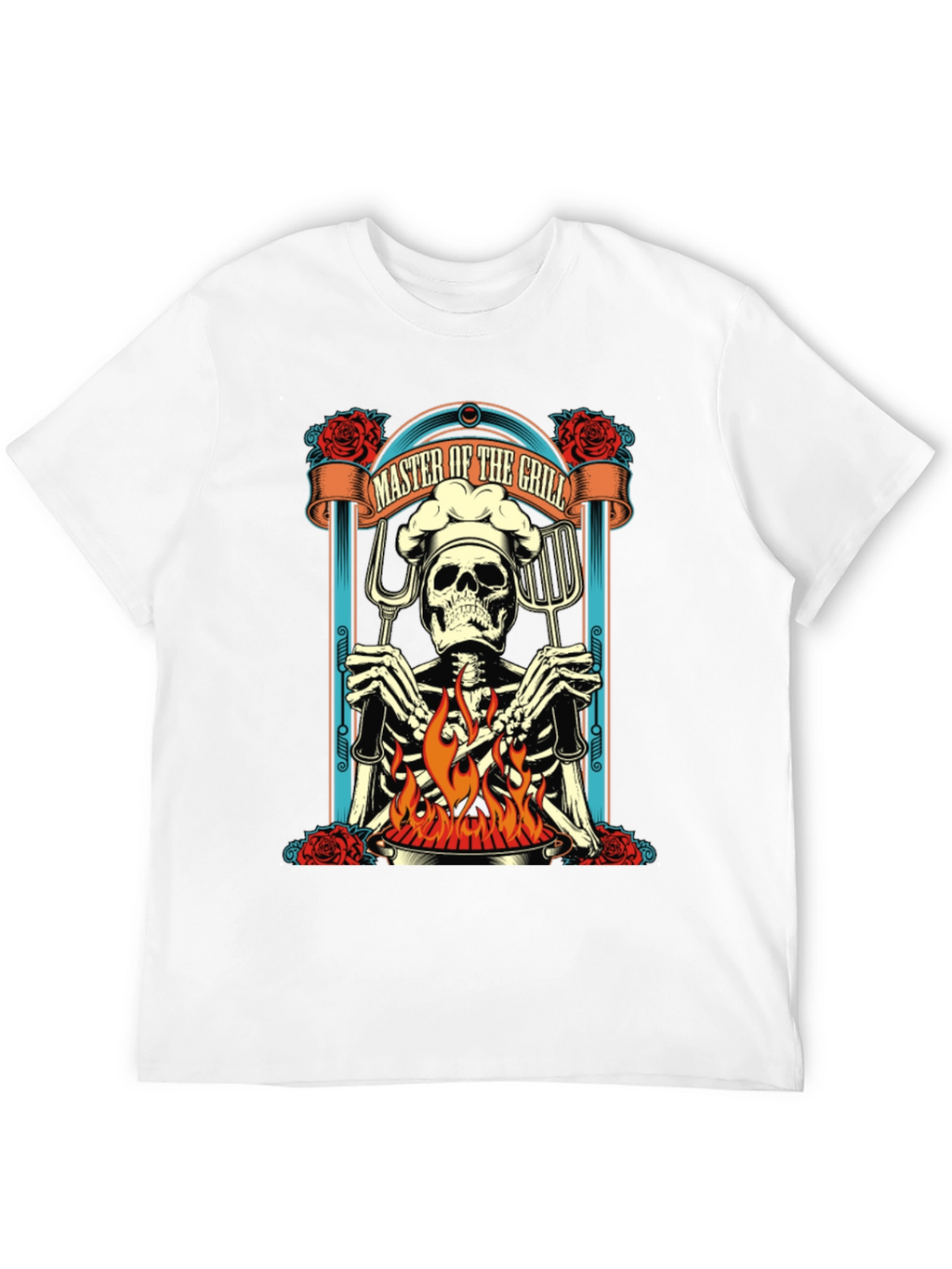 Master of the Grill Skeleton Chef Graphic Tee
