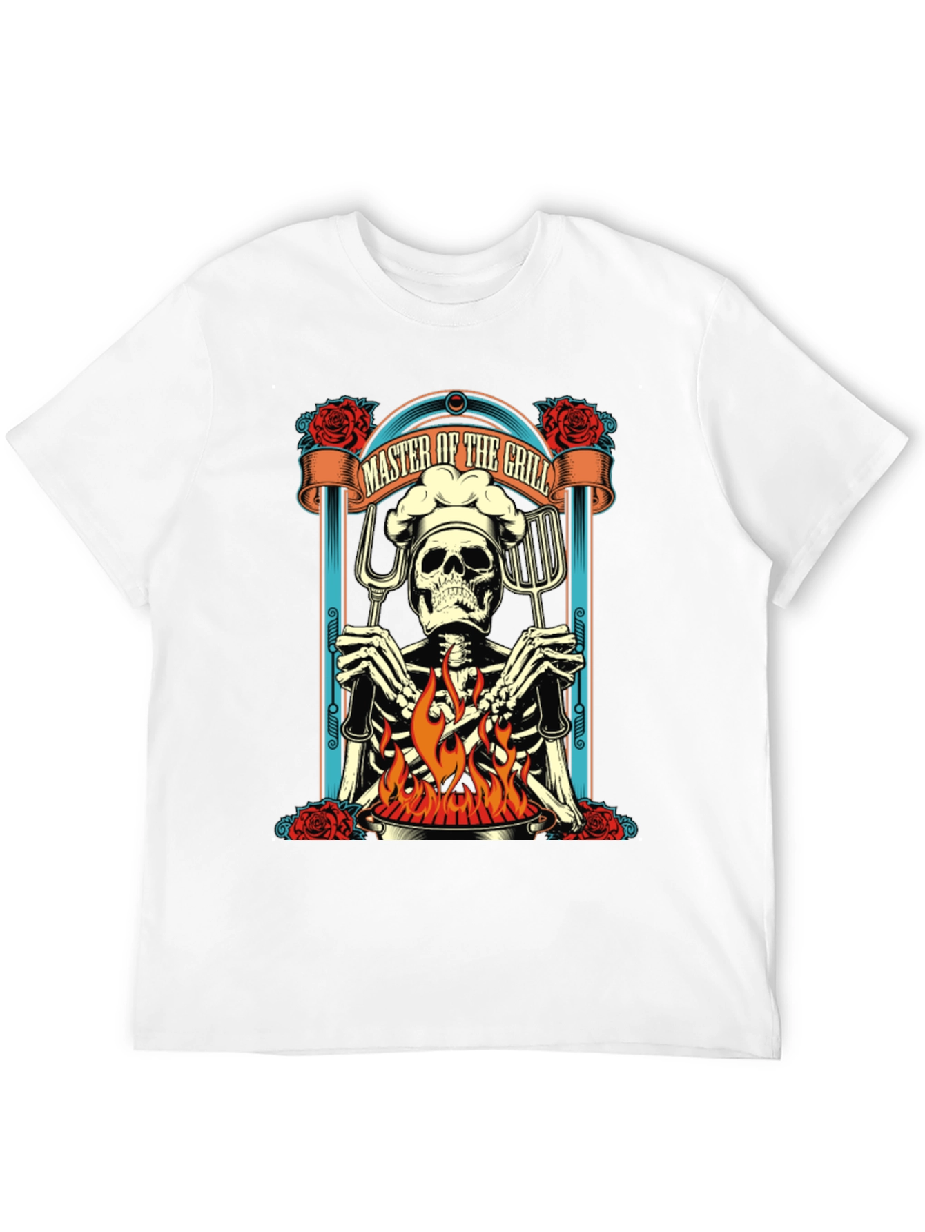 Master of the Grill Skeleton Chef Graphic Tee