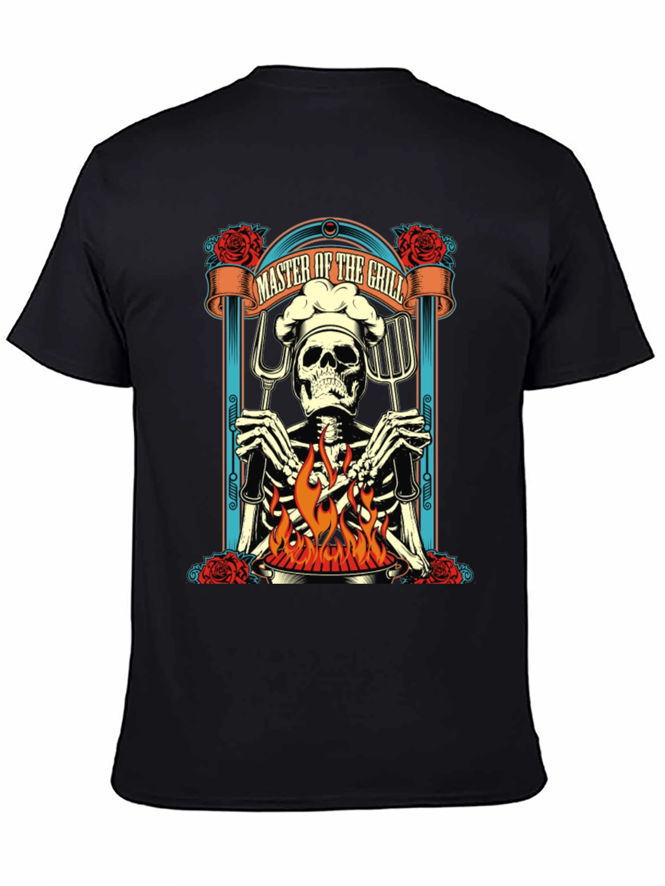 Master of the Grill Skeleton Chef Graphic Tee