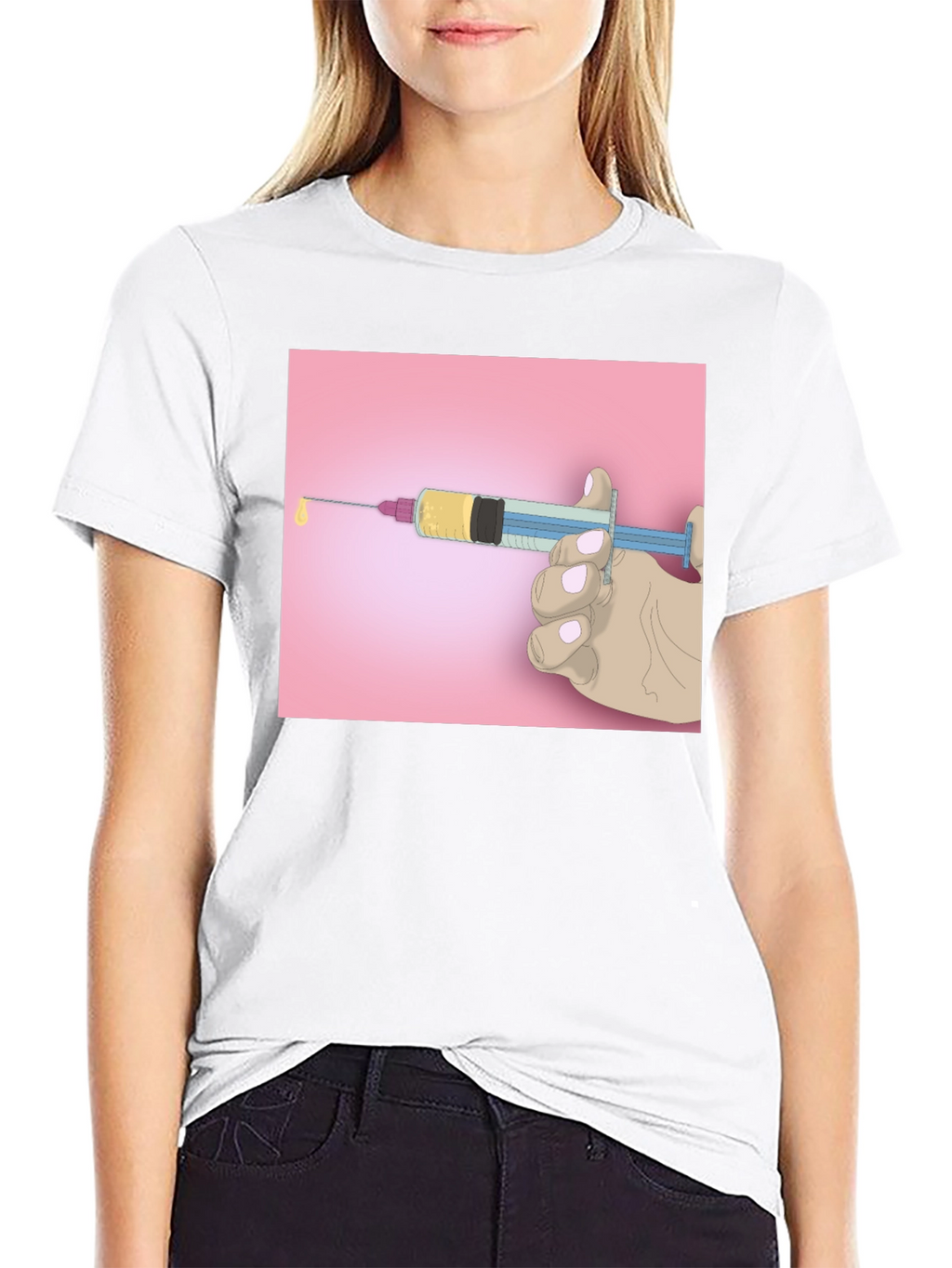 Unique Graphic Tee: Syringe Design - Bold Statement Piece