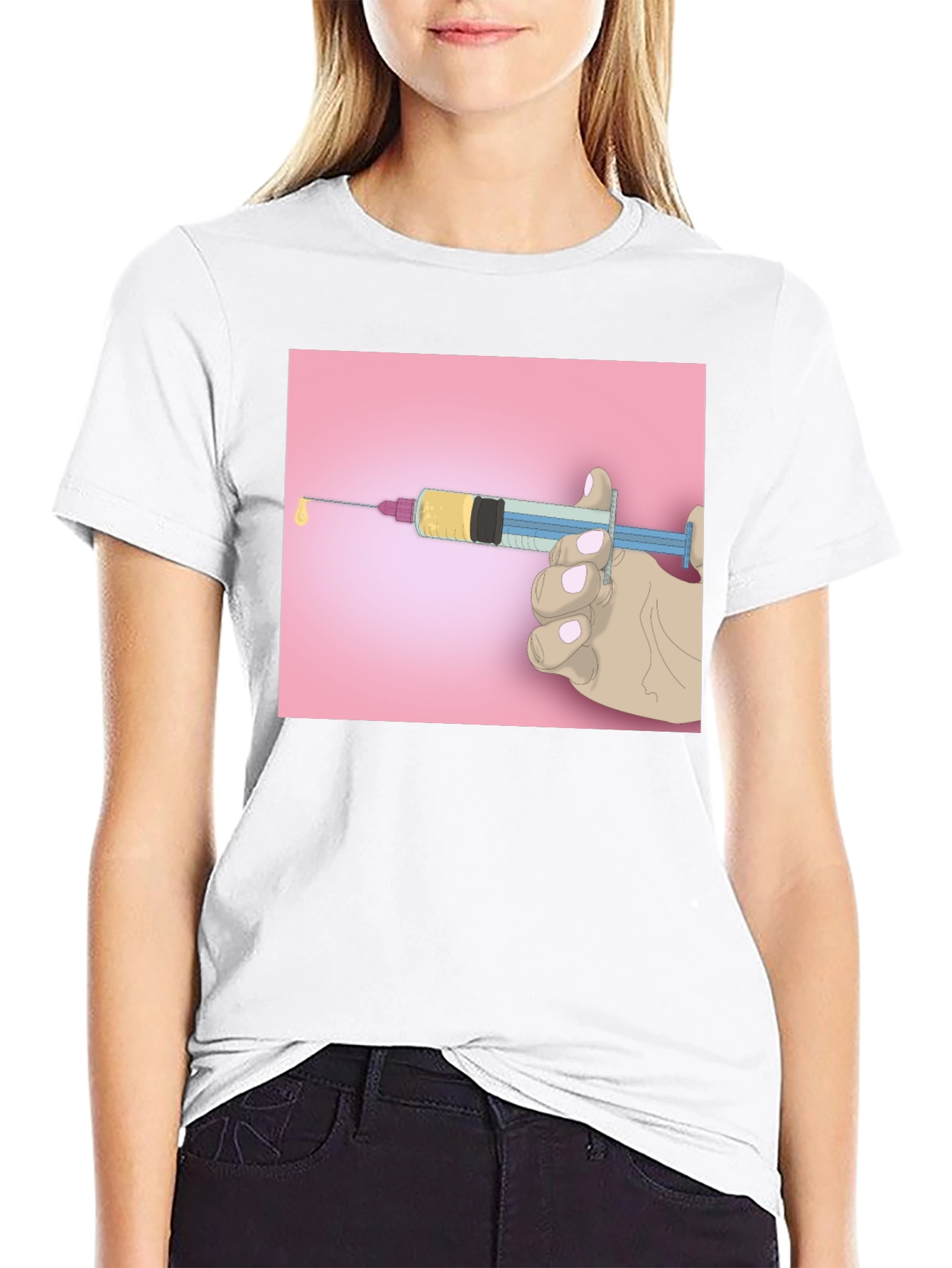 Unique Graphic Tee: Syringe Design - Bold Statement Piece
