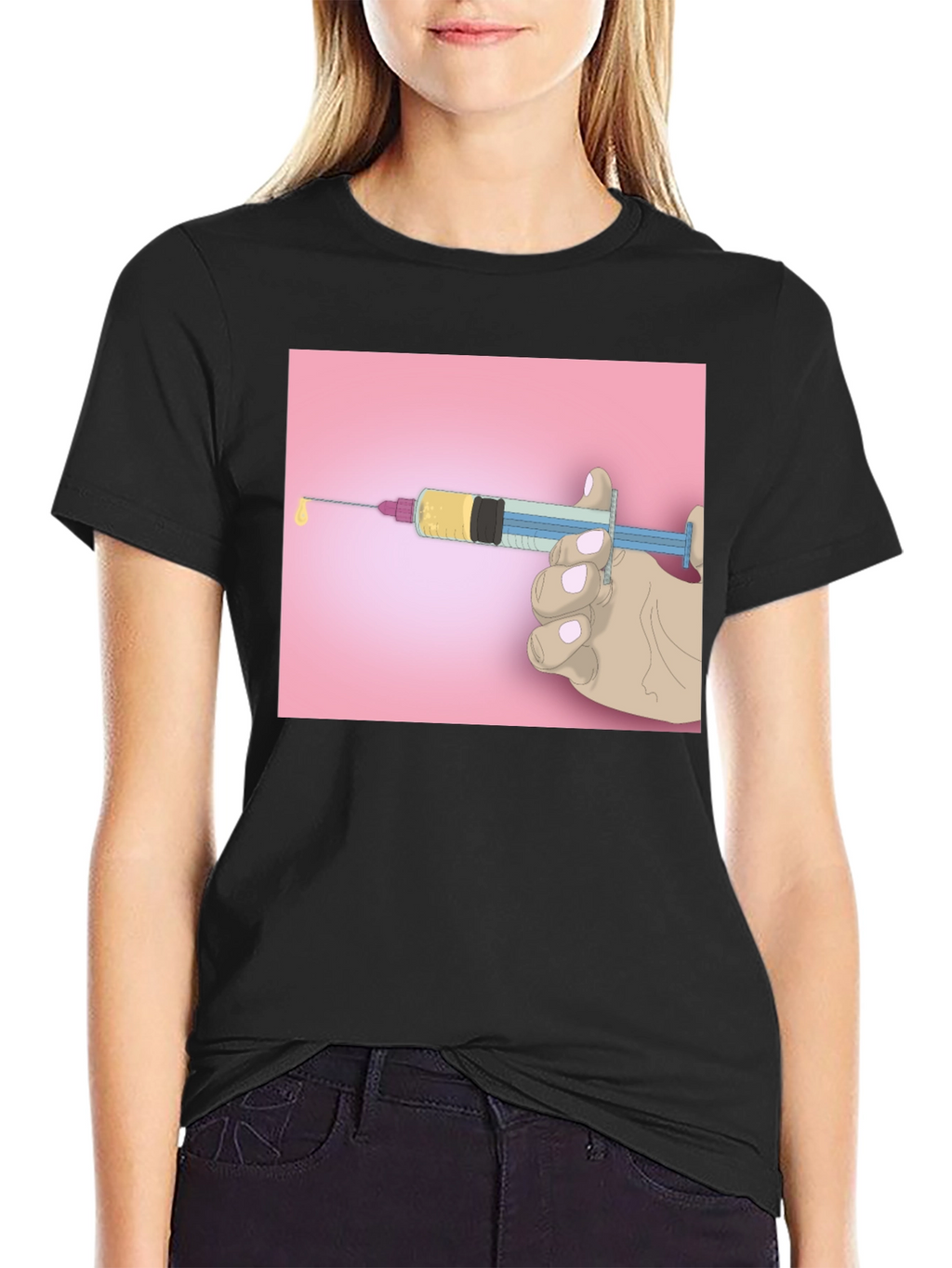 Unique Graphic Tee: Syringe Design - Bold Statement Piece