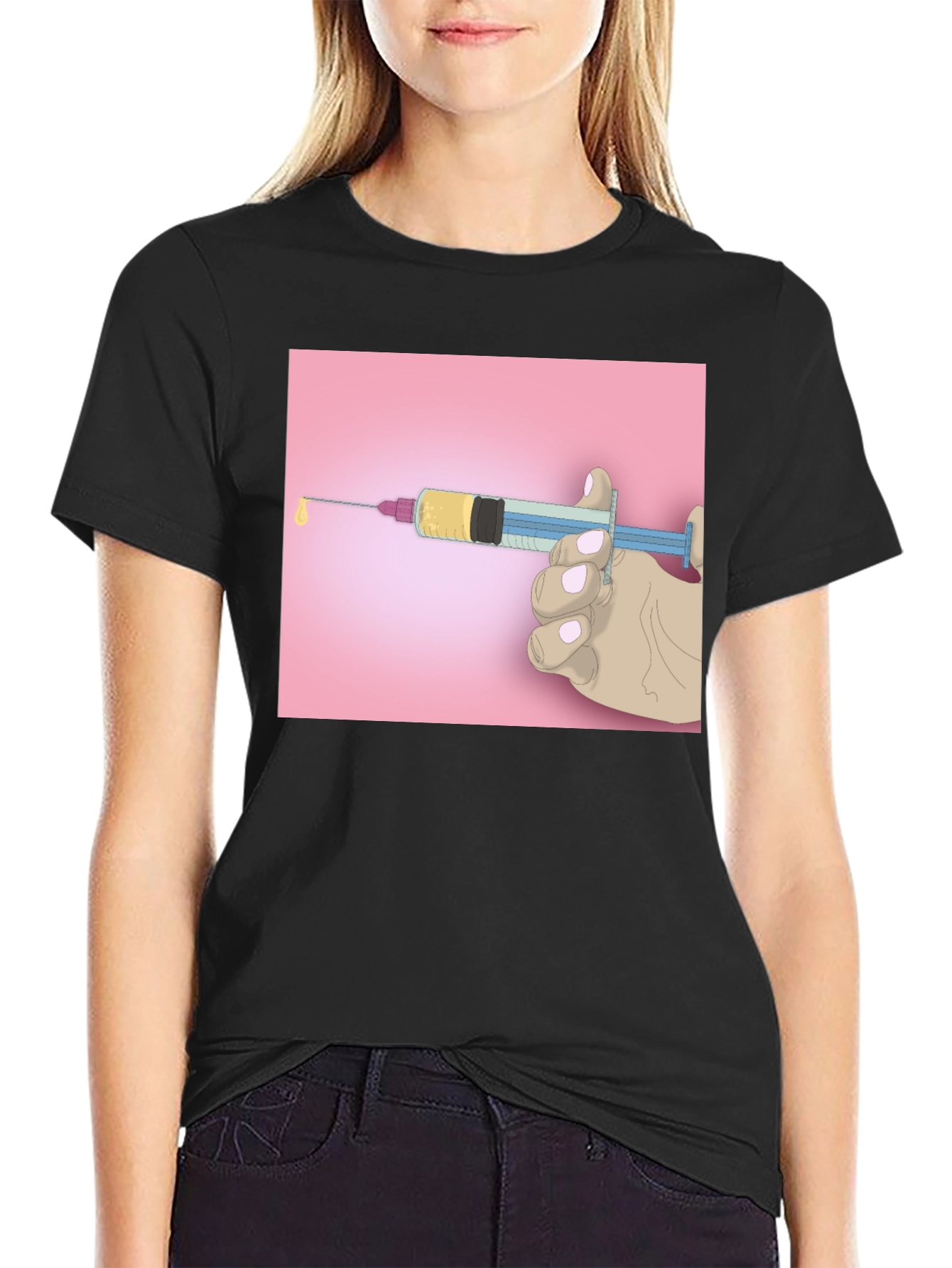 Unique Graphic Tee: Syringe Design - Bold Statement Piece