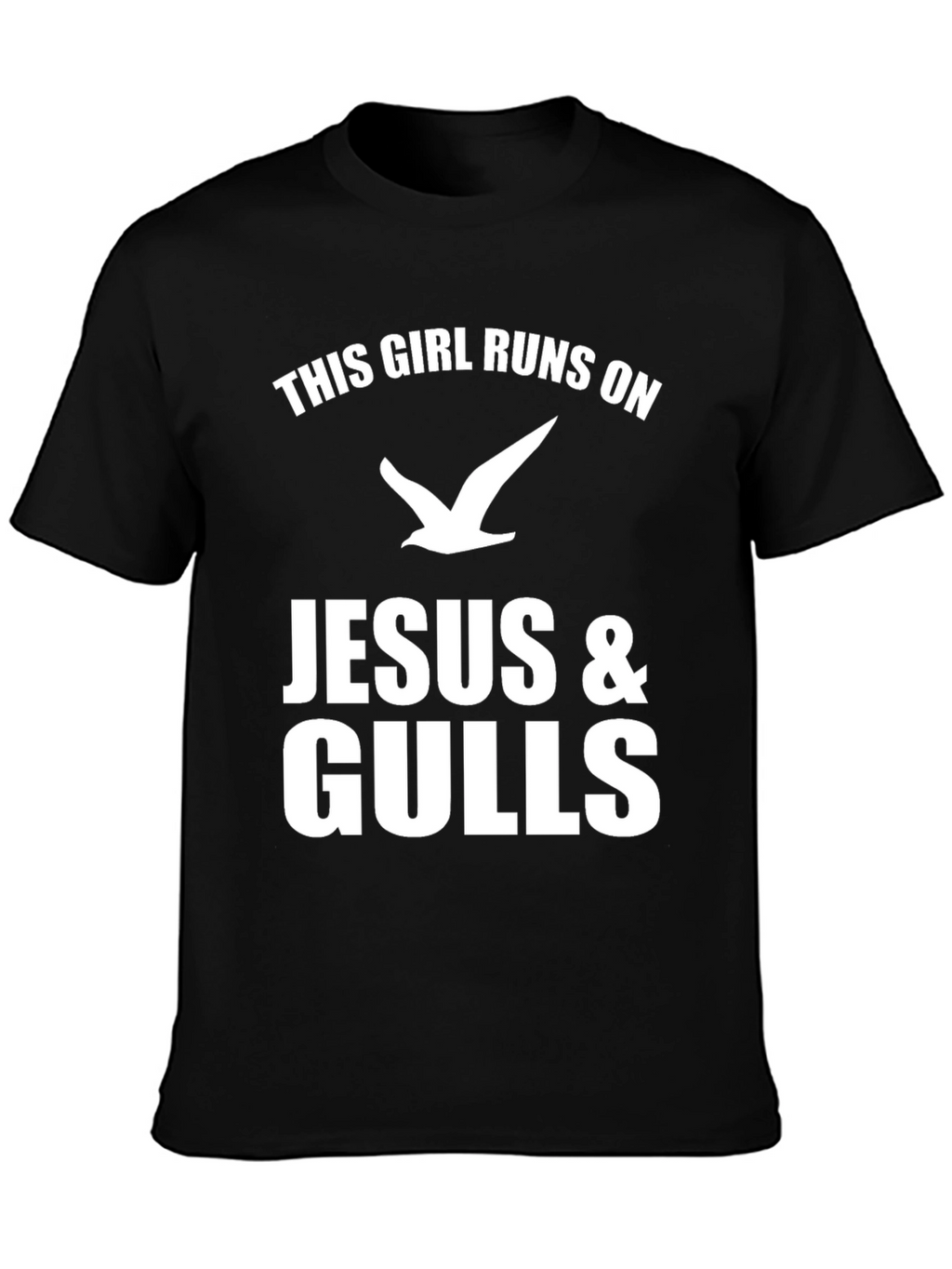 This Girl Runs on Jesus & Gulls Black T-Shirt