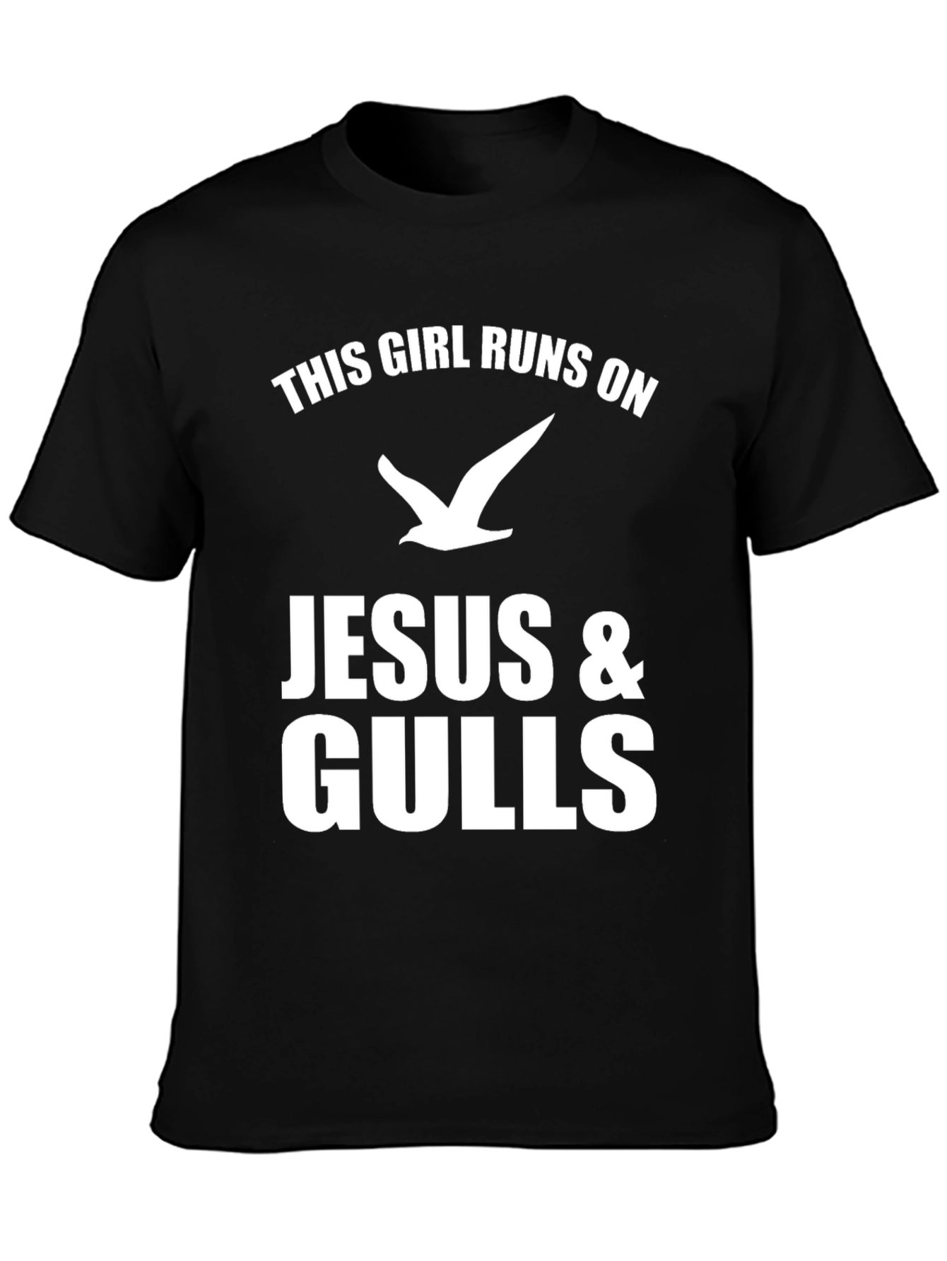 This Girl Runs on Jesus & Gulls Black T-Shirt