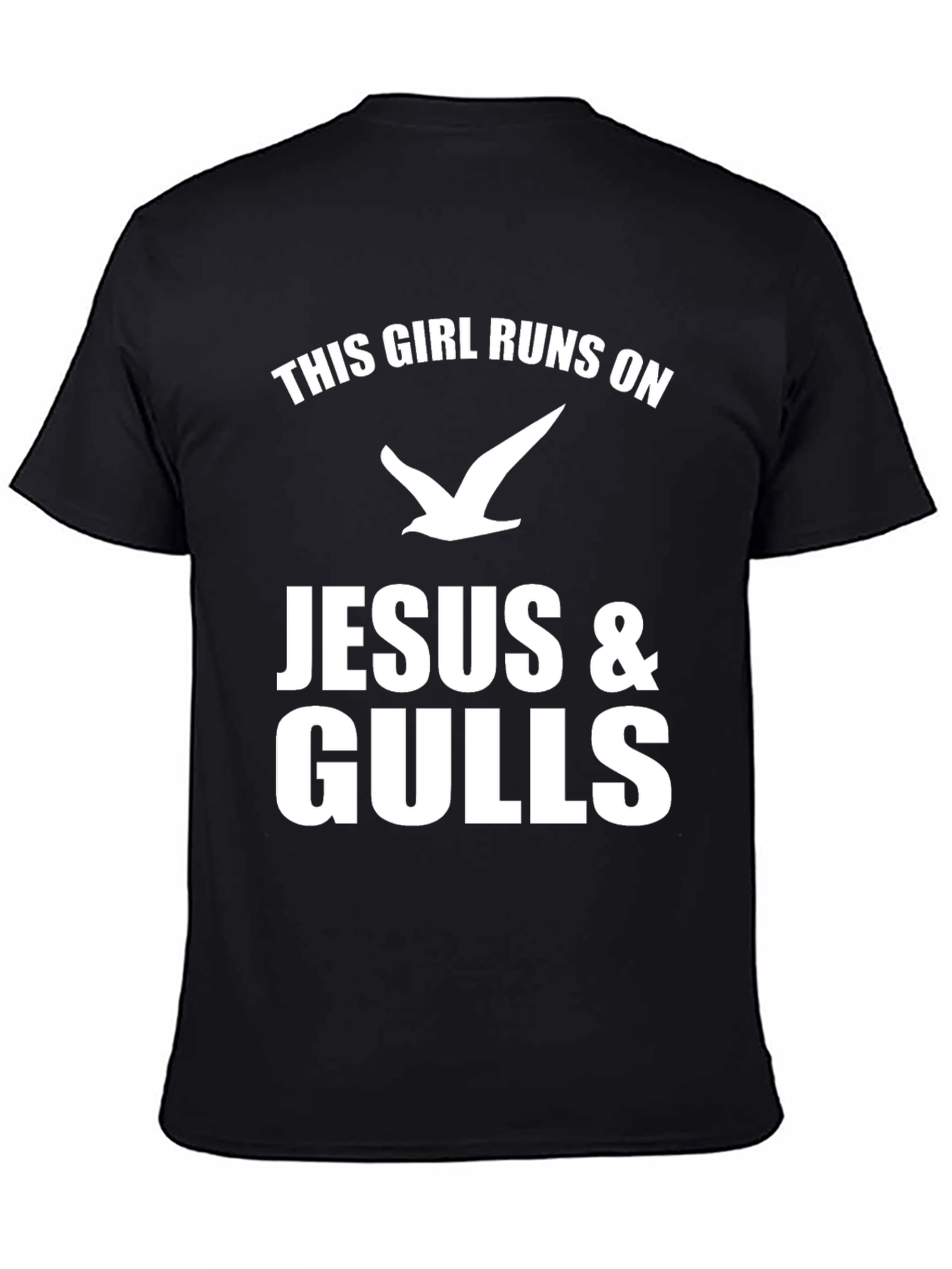This Girl Runs on Jesus & Gulls Black T-Shirt