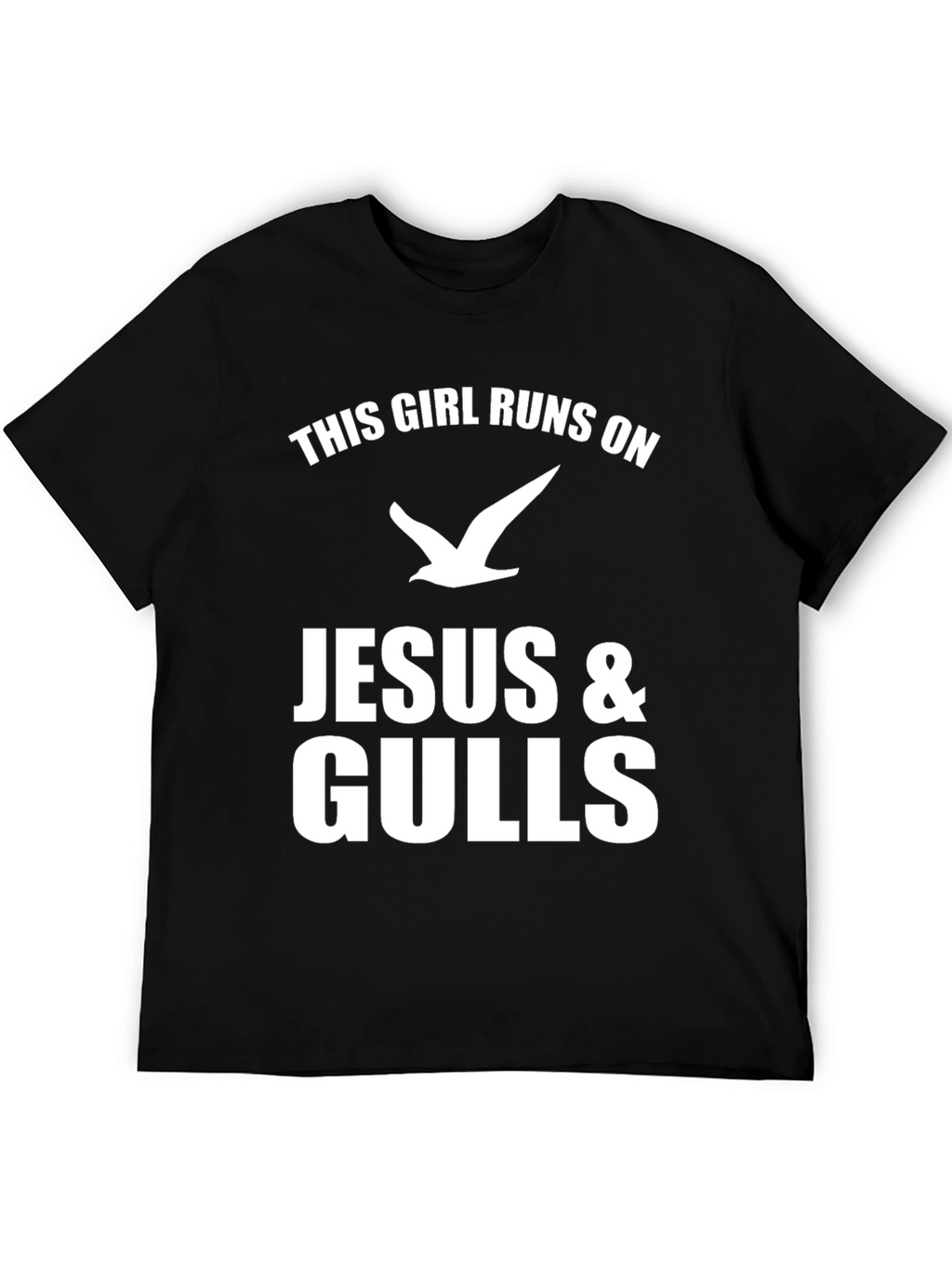 This Girl Runs on Jesus & Gulls Black T-Shirt