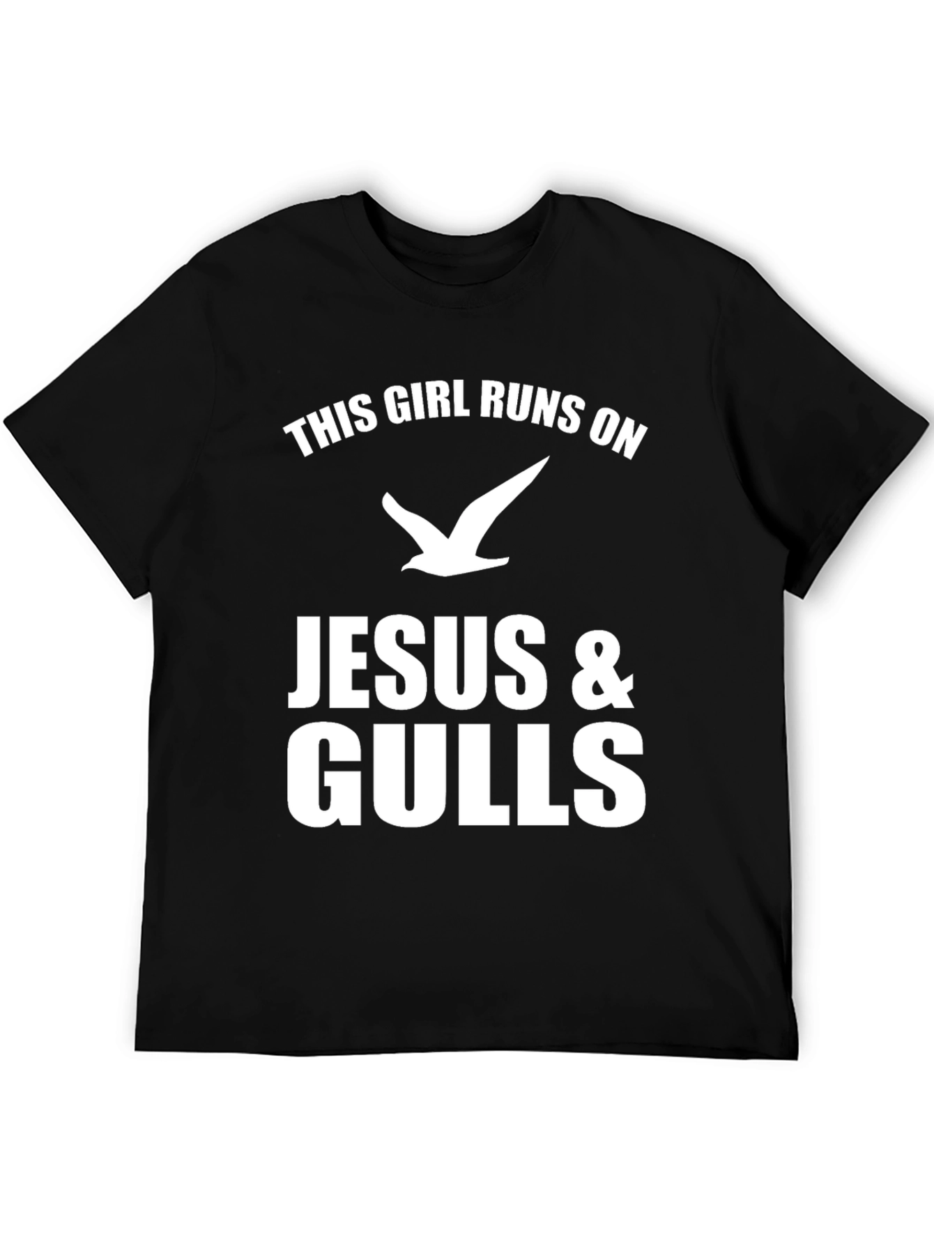 This Girl Runs on Jesus & Gulls Black T-Shirt
