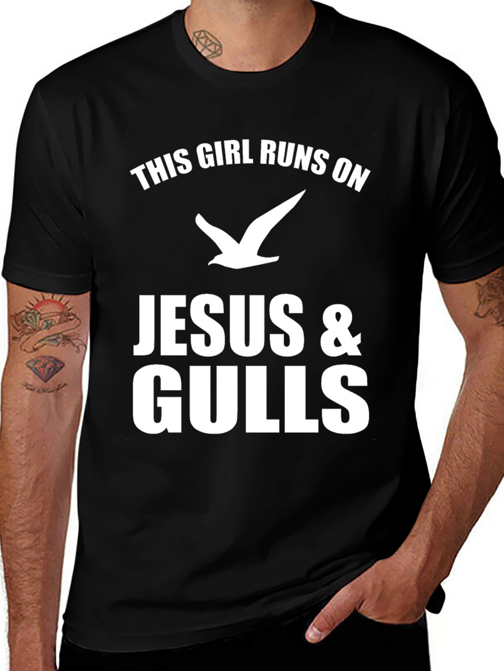 This Girl Runs on Jesus & Gulls Black T-Shirt