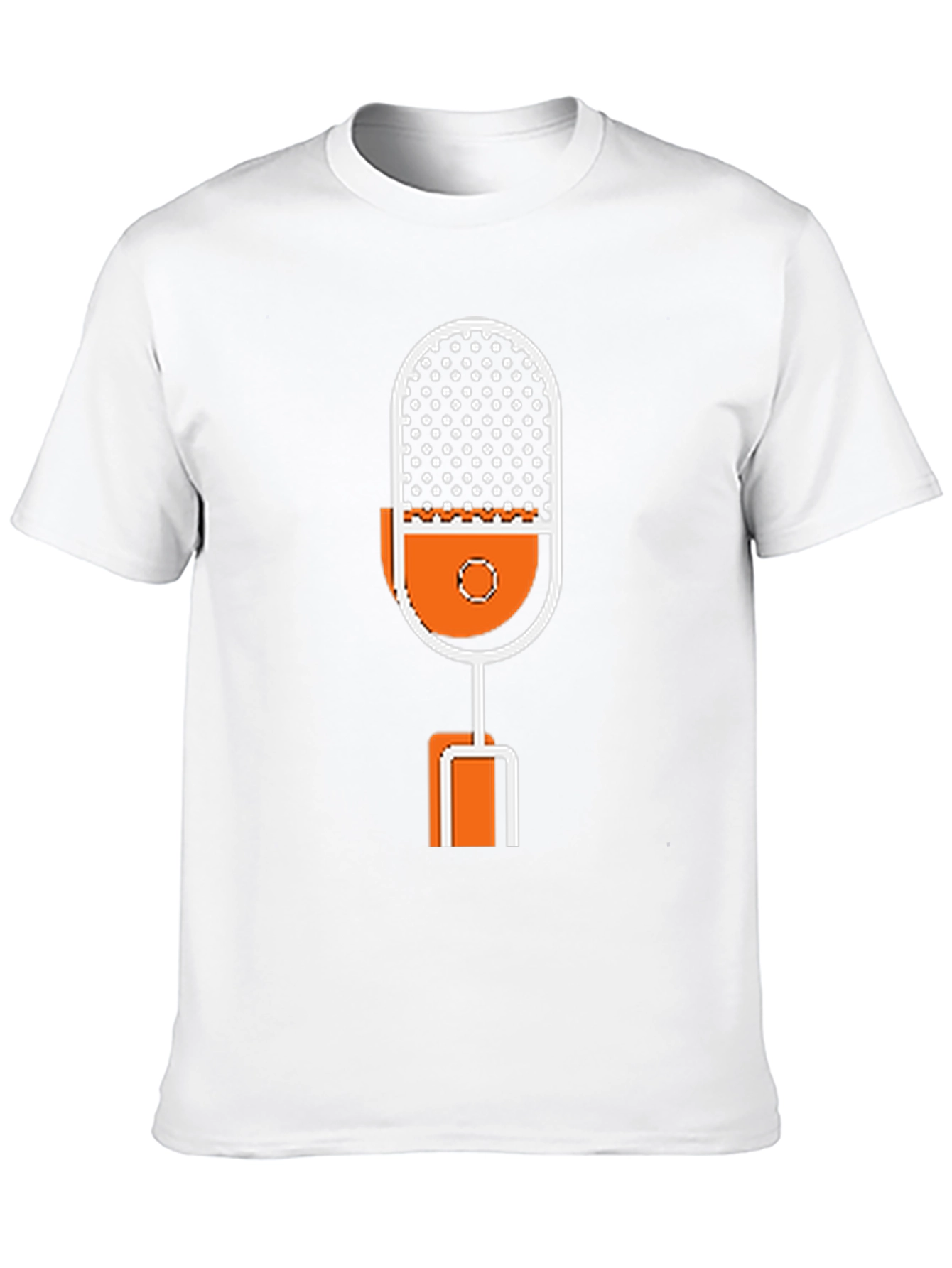 Retro Microphone Graphic Tee - Black Cotton T-Shirt