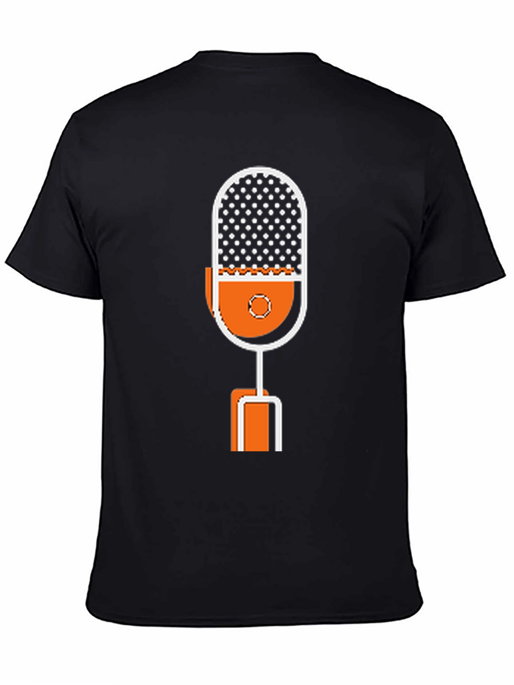 Retro Microphone Graphic Tee - Black Cotton T-Shirt
