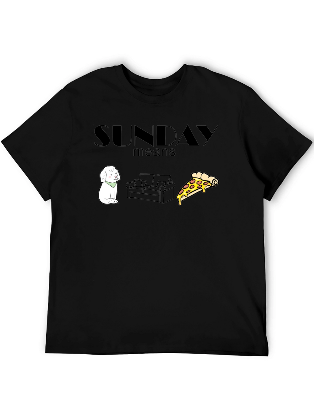 Sunday Relaxation T-Shirt: Dog Couch Pizza