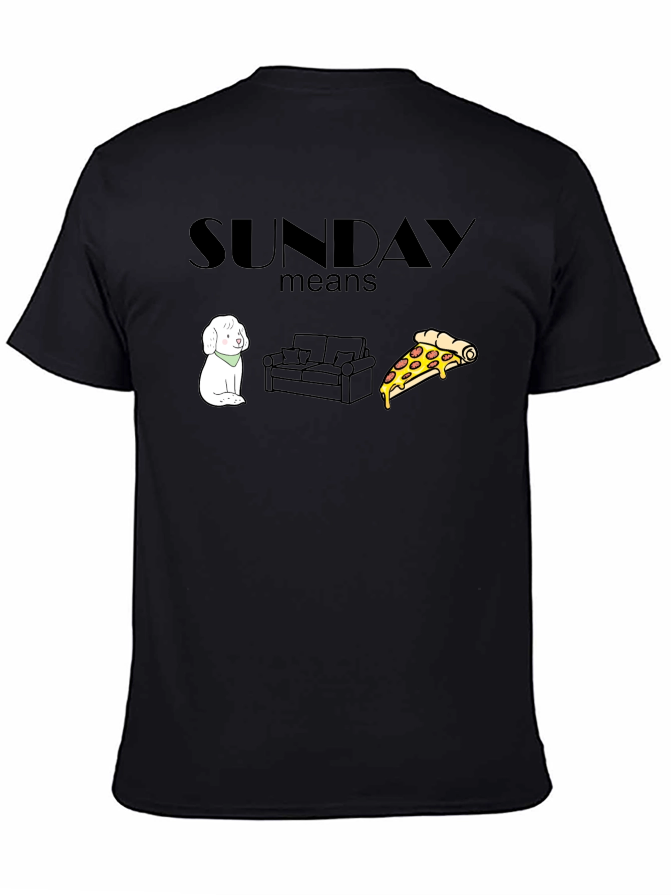 Sunday Relaxation T-Shirt: Dog Couch Pizza