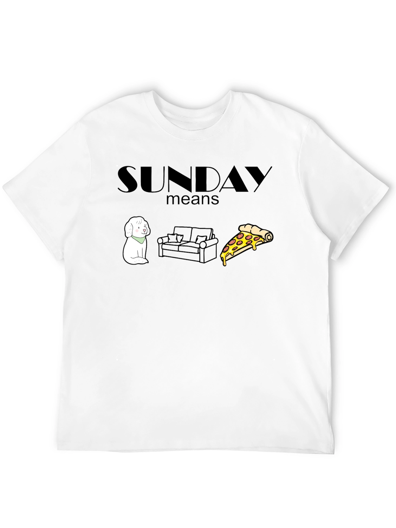 Sunday Relaxation T-Shirt: Dog Couch Pizza