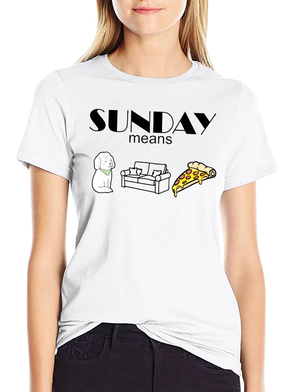 Sunday Relaxation T-Shirt: Dog Couch Pizza