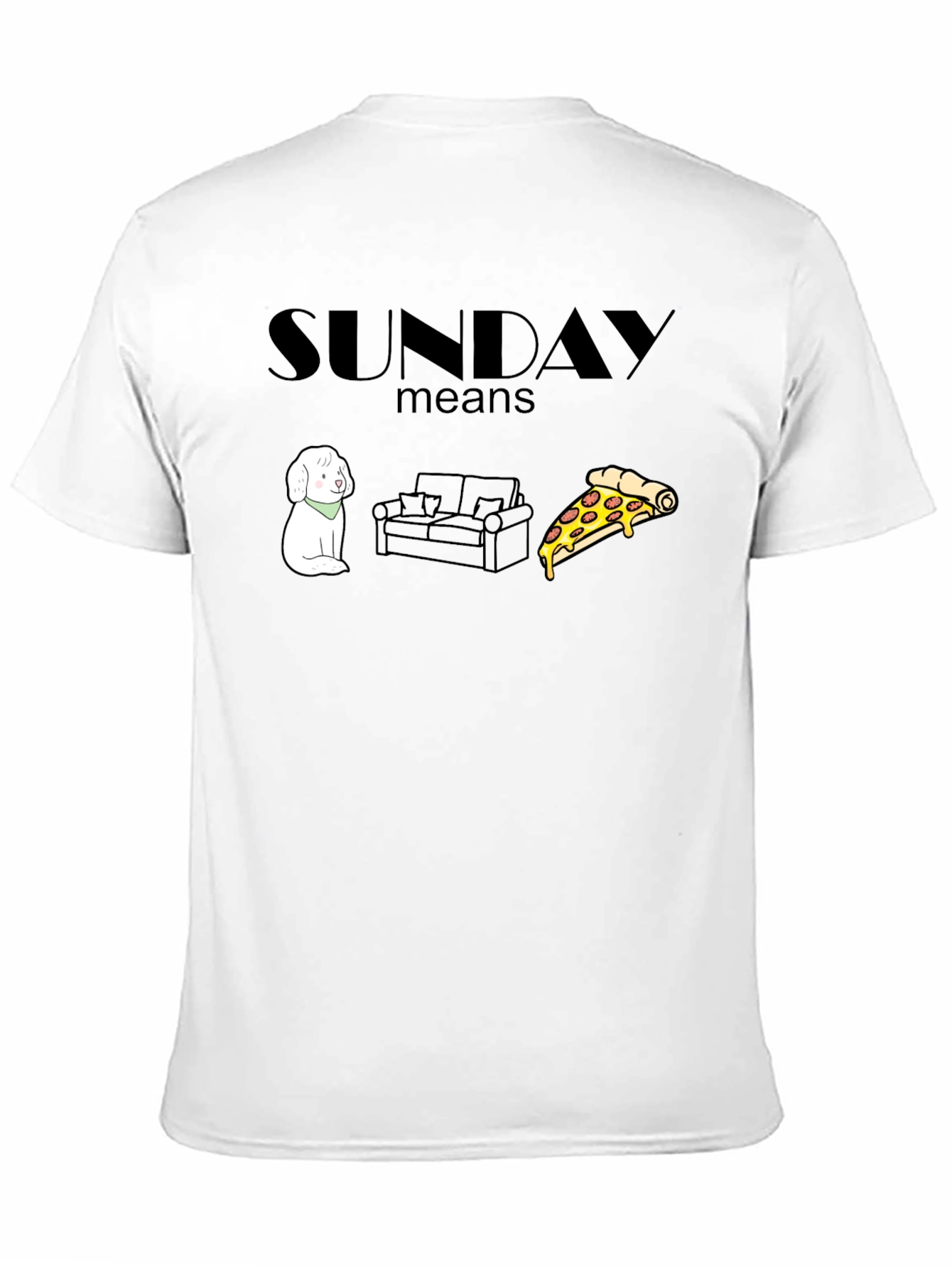 Sunday Relaxation T-Shirt: Dog Couch Pizza