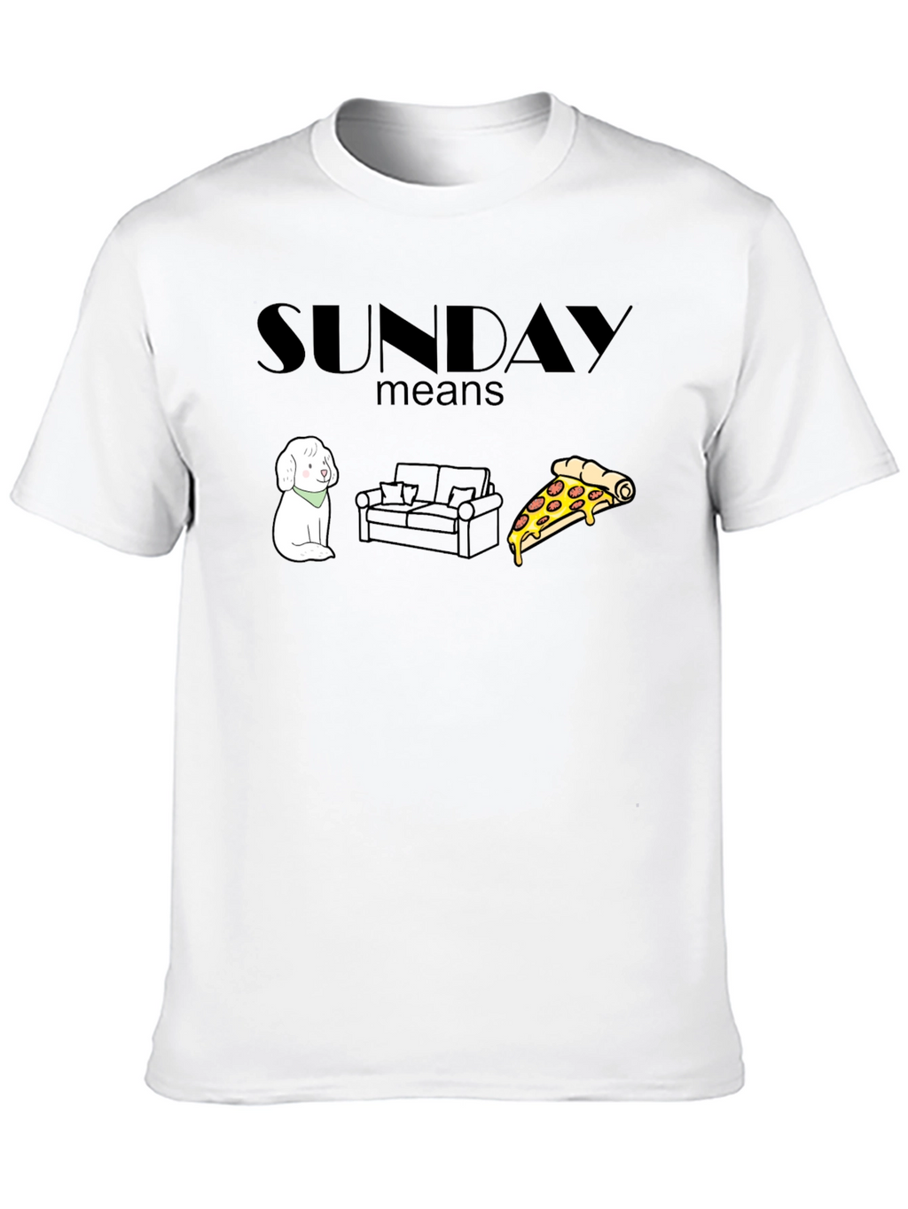 Sunday Relaxation T-Shirt: Dog Couch Pizza