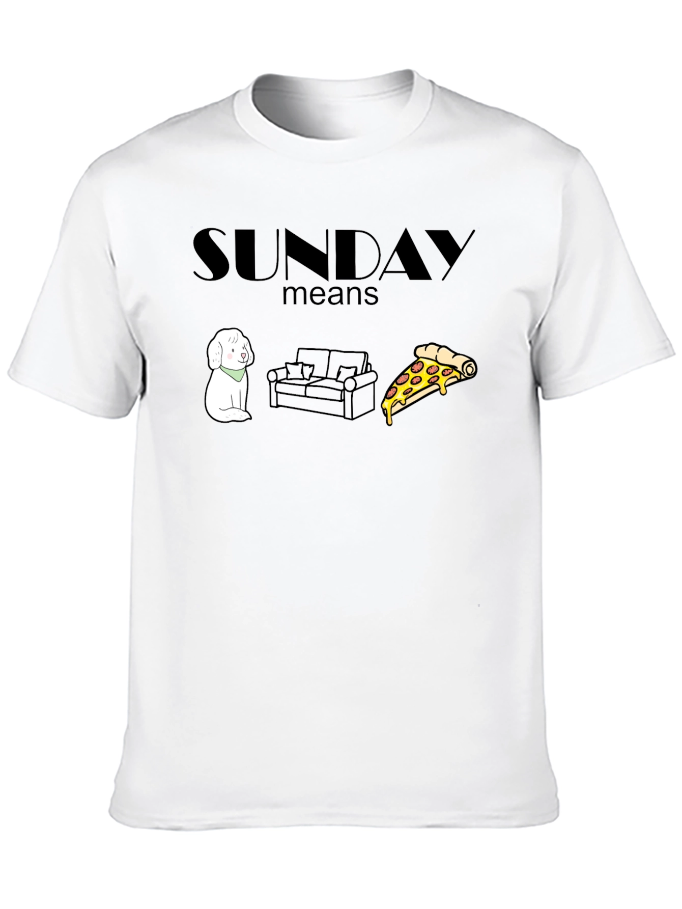 Sunday Relaxation T-Shirt: Dog Couch Pizza