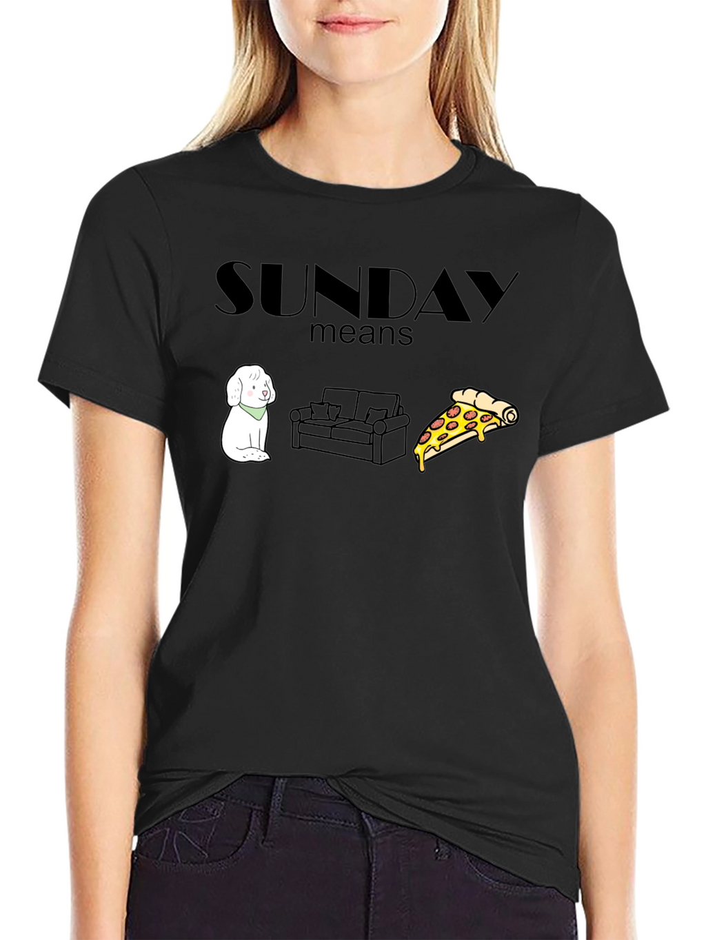 Sunday Relaxation T-Shirt: Dog Couch Pizza