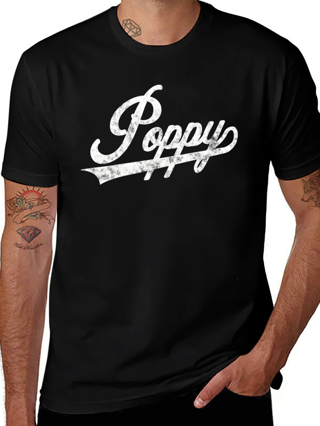 Poppy Vintage Style Black T-Shirt