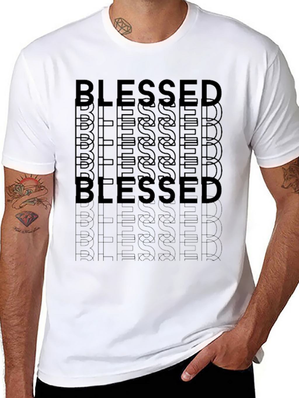 Blessed Graphic Print Crew Neck T-Shirt
