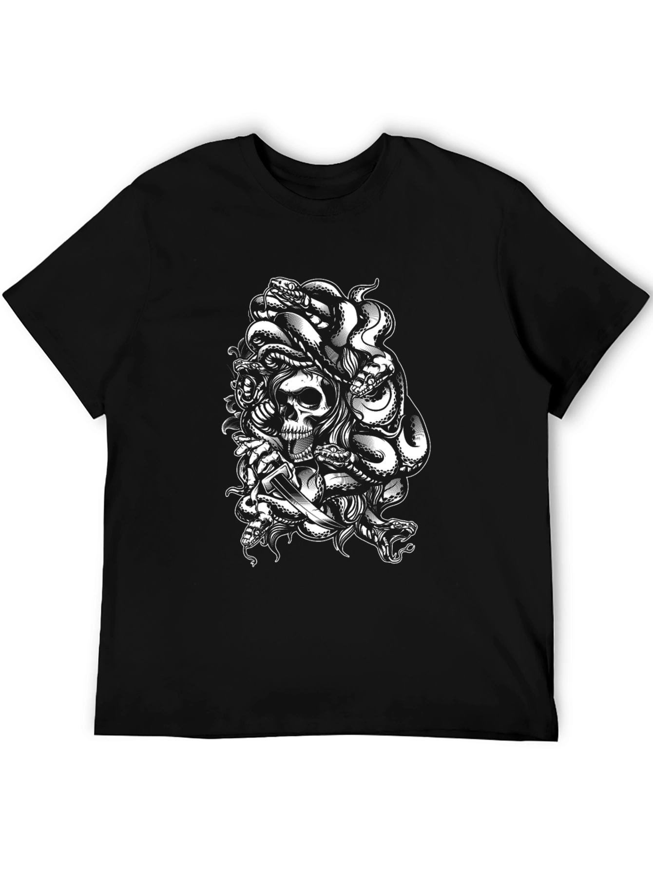 Skull & Snake Graphic Tee - Edgy Black T-Shirt