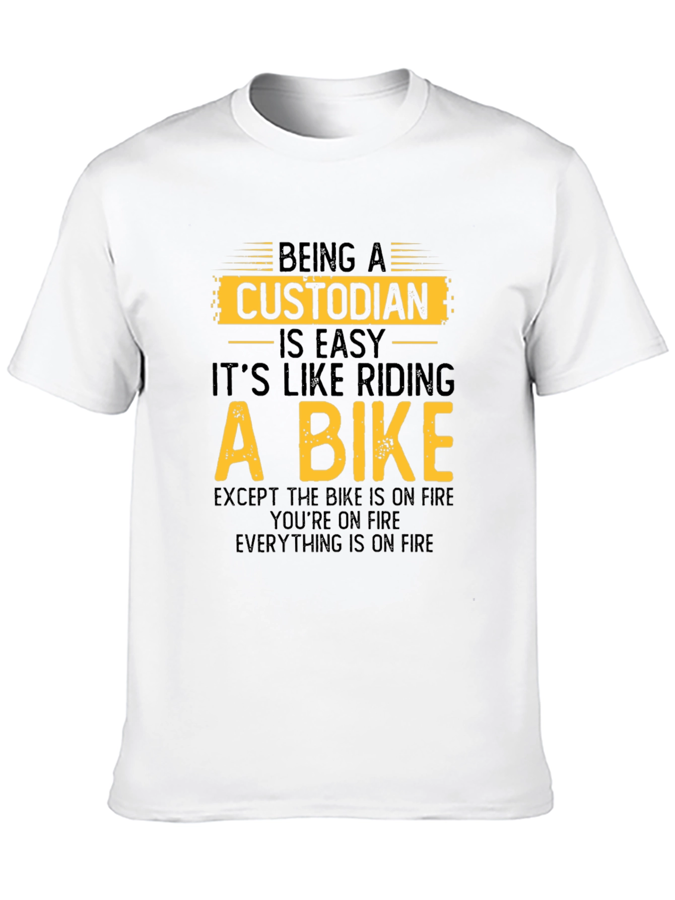 Custodian Bike on Fire Black T-Shirt