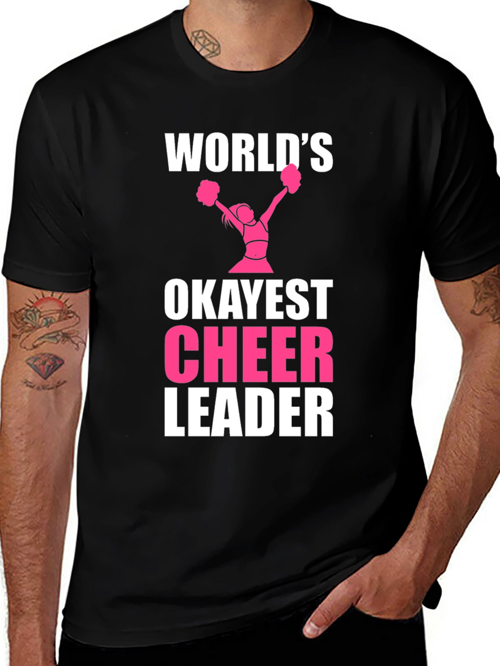 Worlds Okayest Cheerleader Black T-Shirt