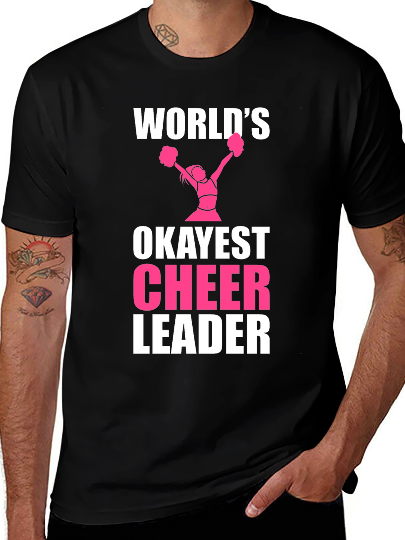 Worlds Okayest Cheerleader Black T-Shirt