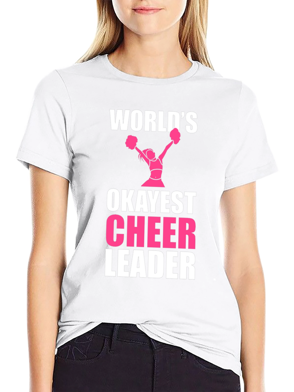 Worlds Okayest Cheerleader Black T-Shirt