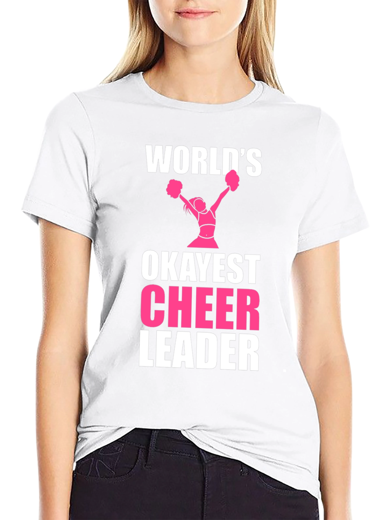 Worlds Okayest Cheerleader Black T-Shirt
