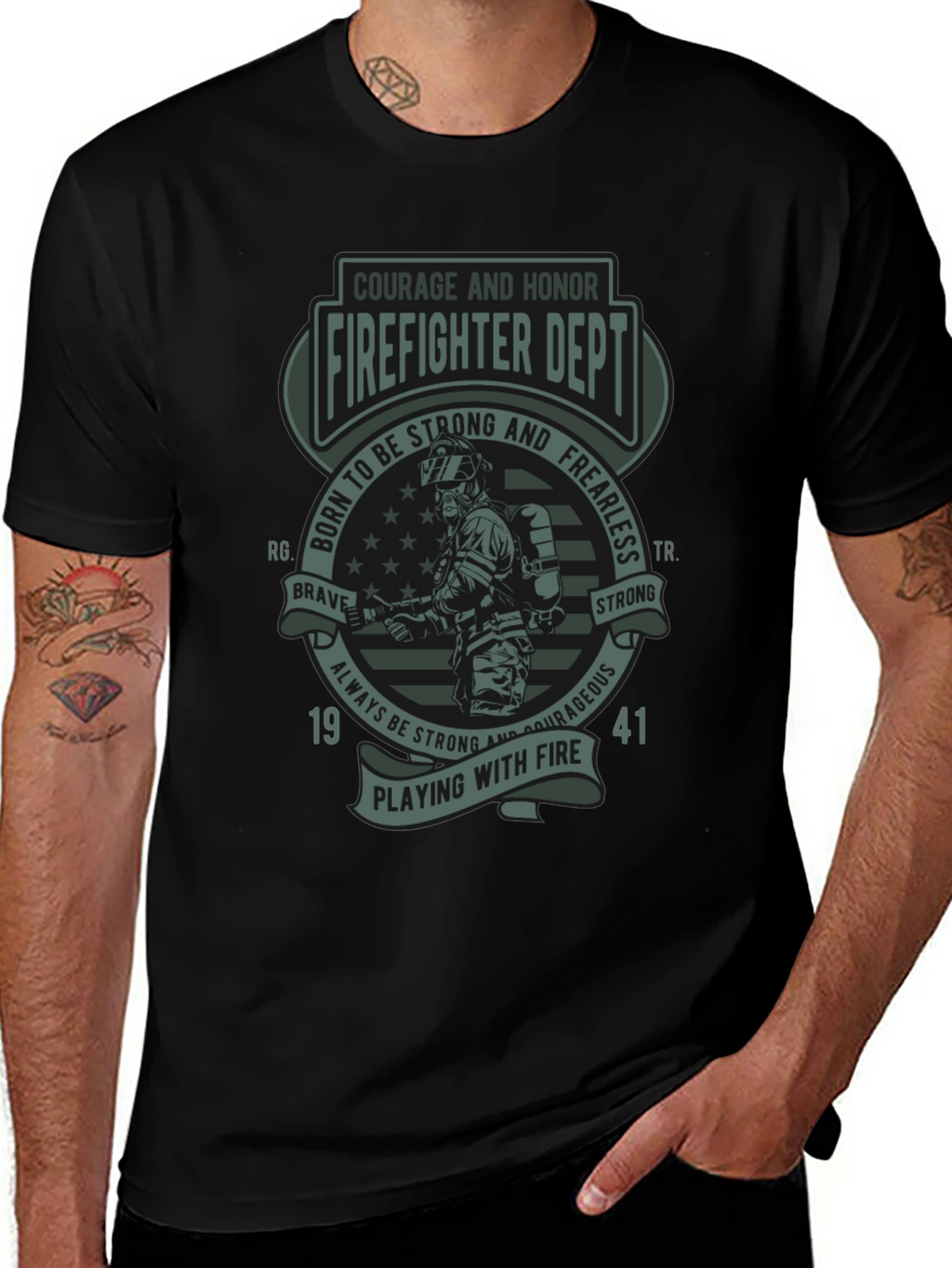 Firefighter Dept. T-Shirt - Courage & Honor Design