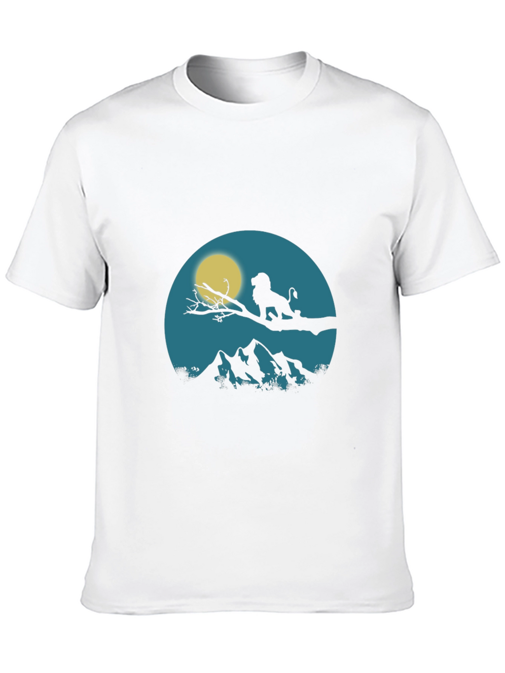 Lion King Silhouette Graphic Print Crew Neck Tee
