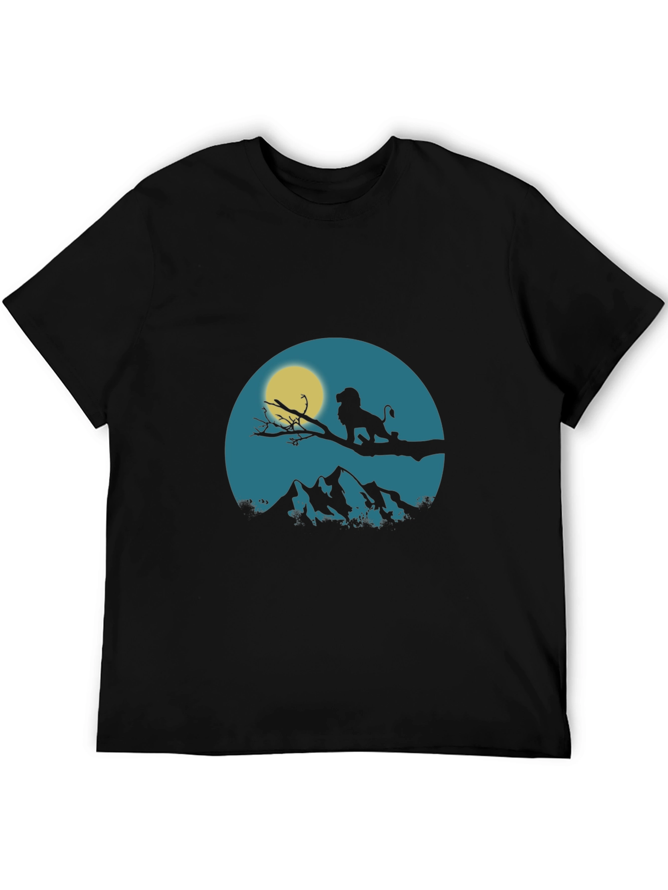 Lion King Silhouette Graphic Print Crew Neck Tee