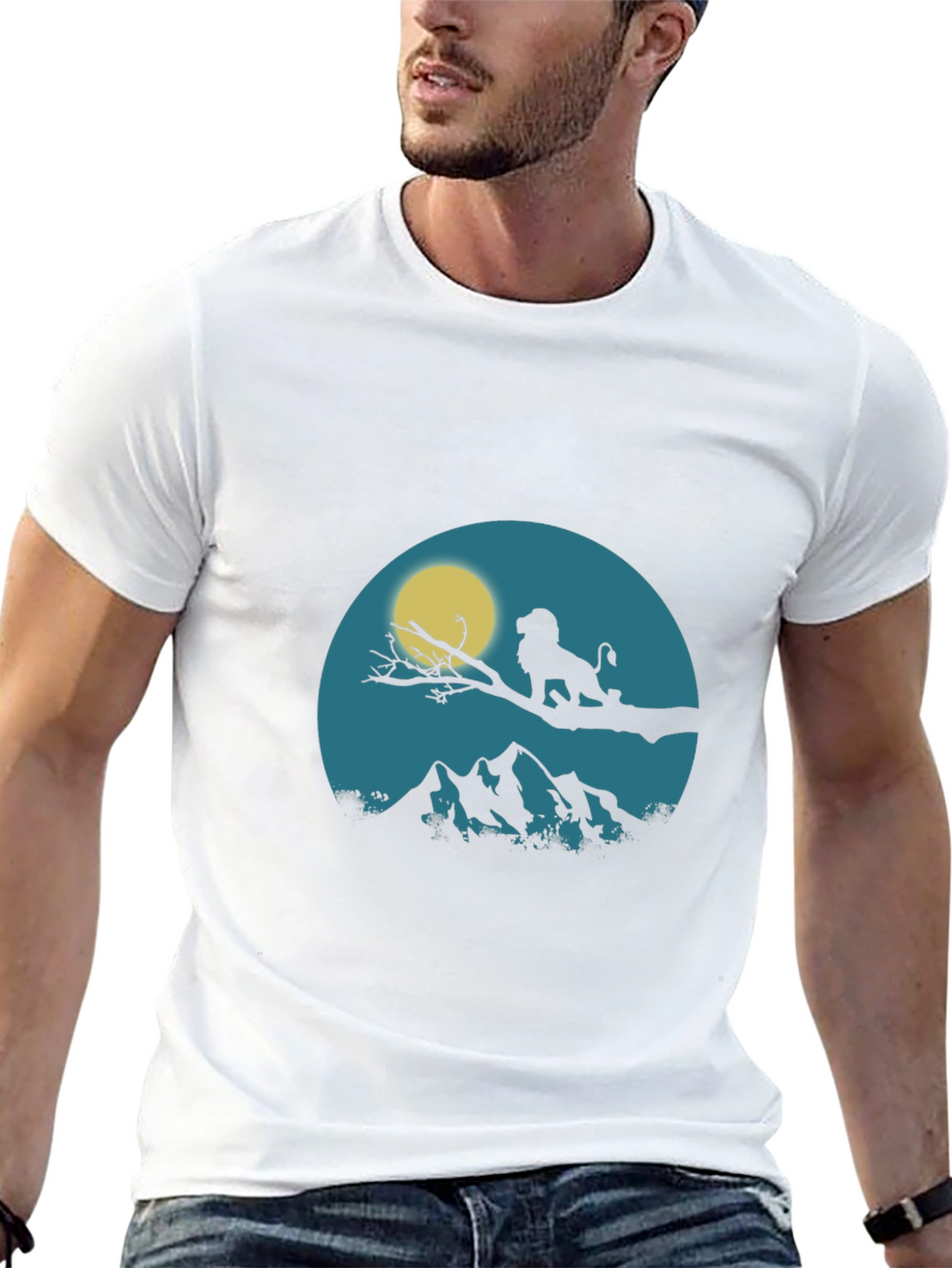 Lion King Silhouette Graphic Print Crew Neck Tee