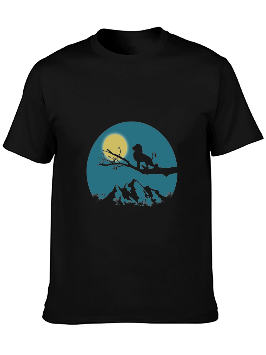 Lion King Silhouette Graphic Print Crew Neck Tee