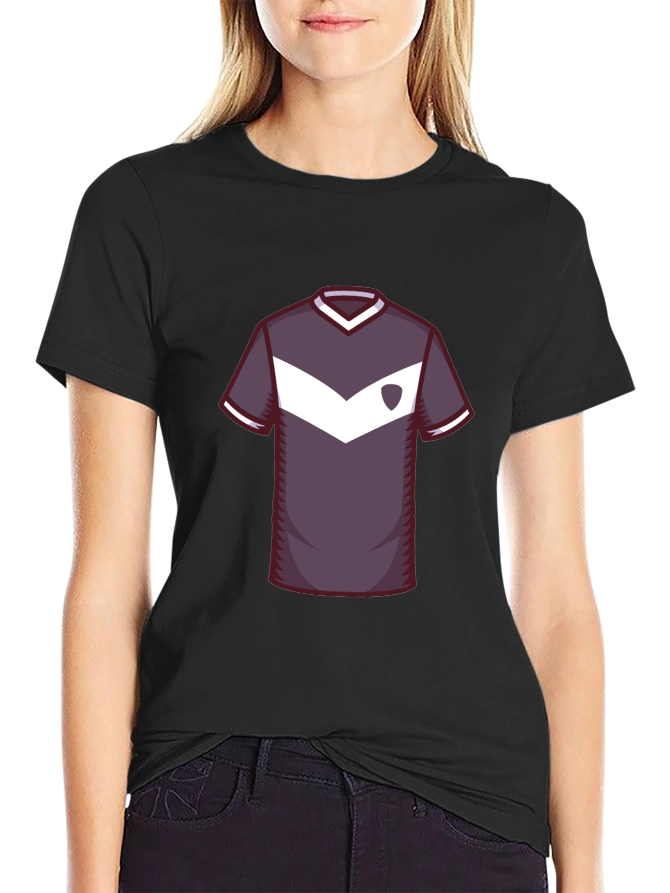 Stylish Soccer Jersey Graphic Tee - Black