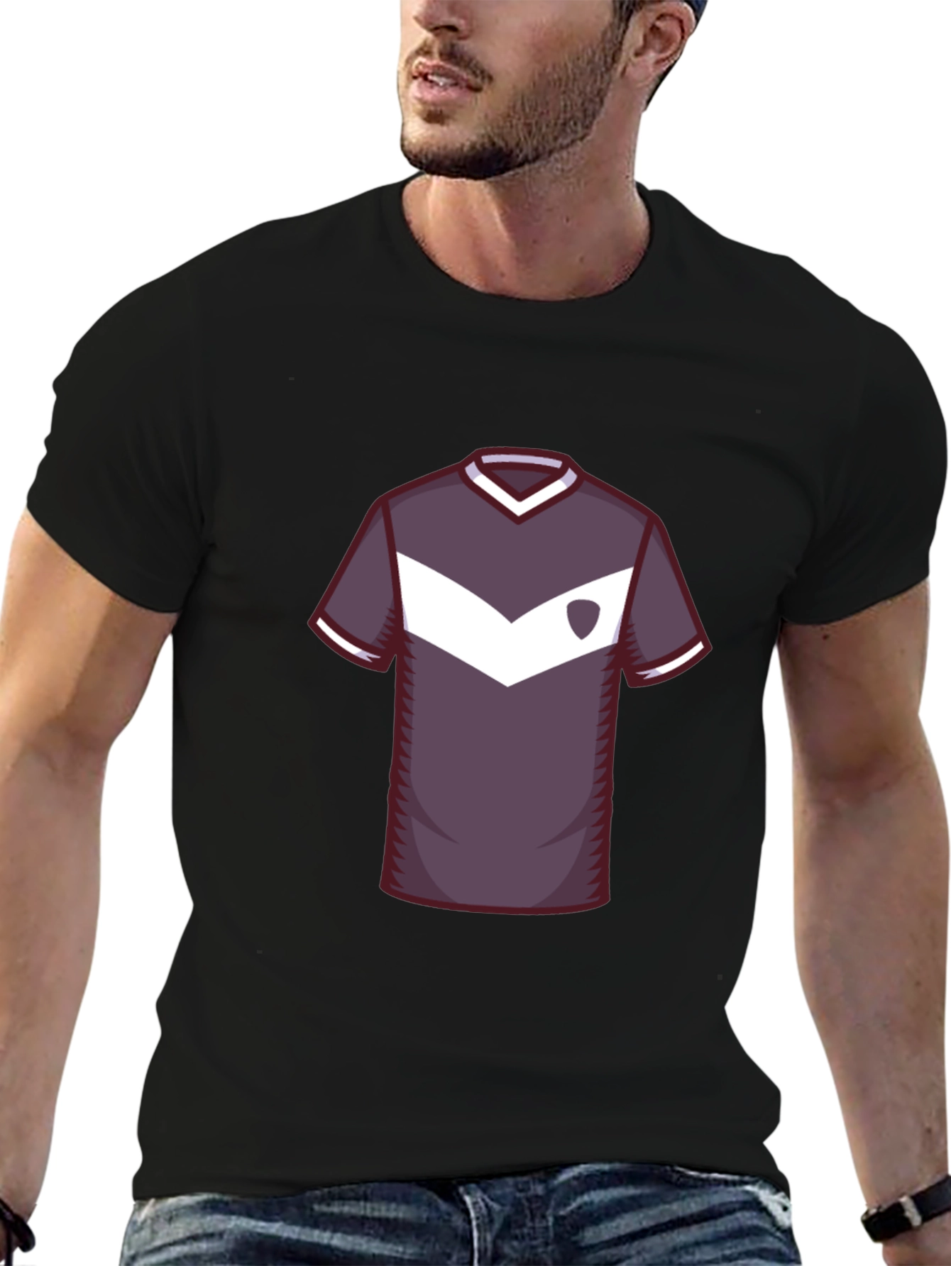 Stylish Soccer Jersey Graphic Tee - Black