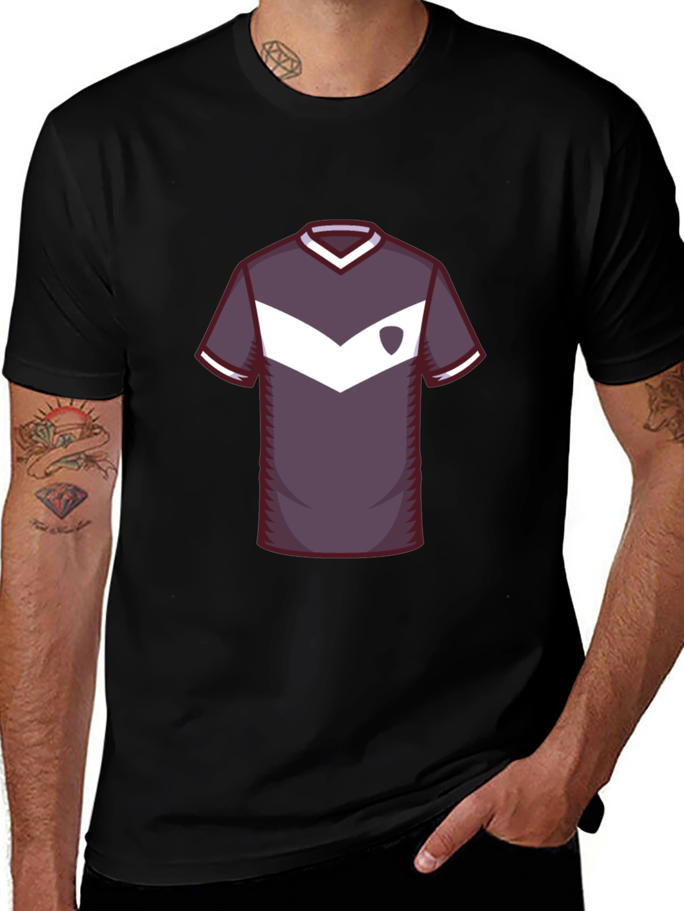 Stylish Soccer Jersey Graphic Tee - Black
