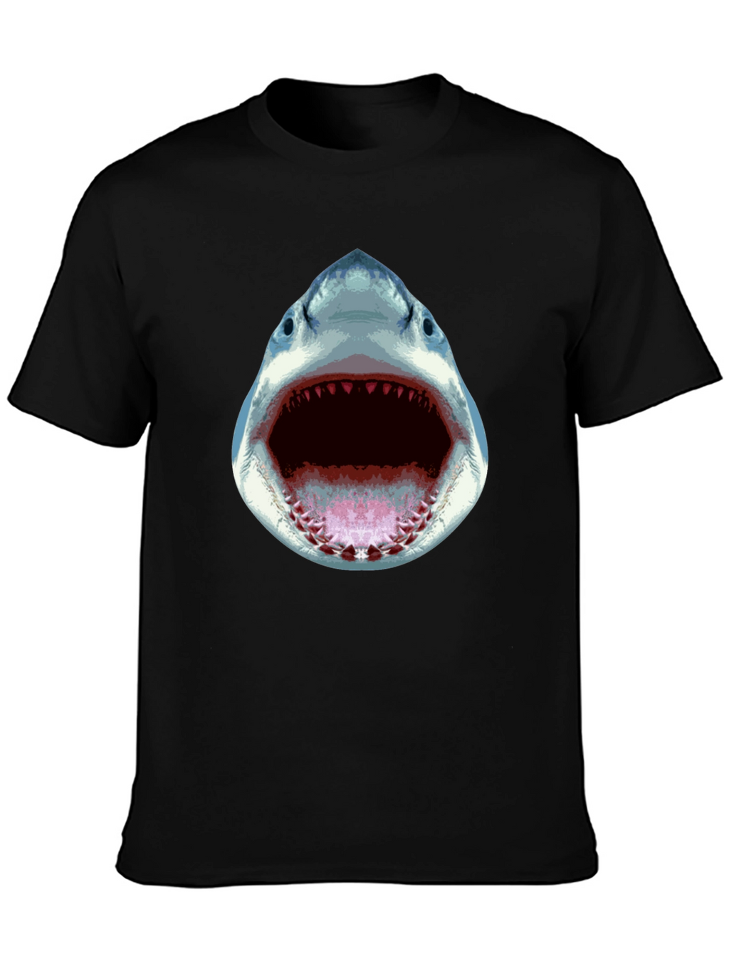 Shark Attack Graphic Tee - Black Cotton T-Shirt