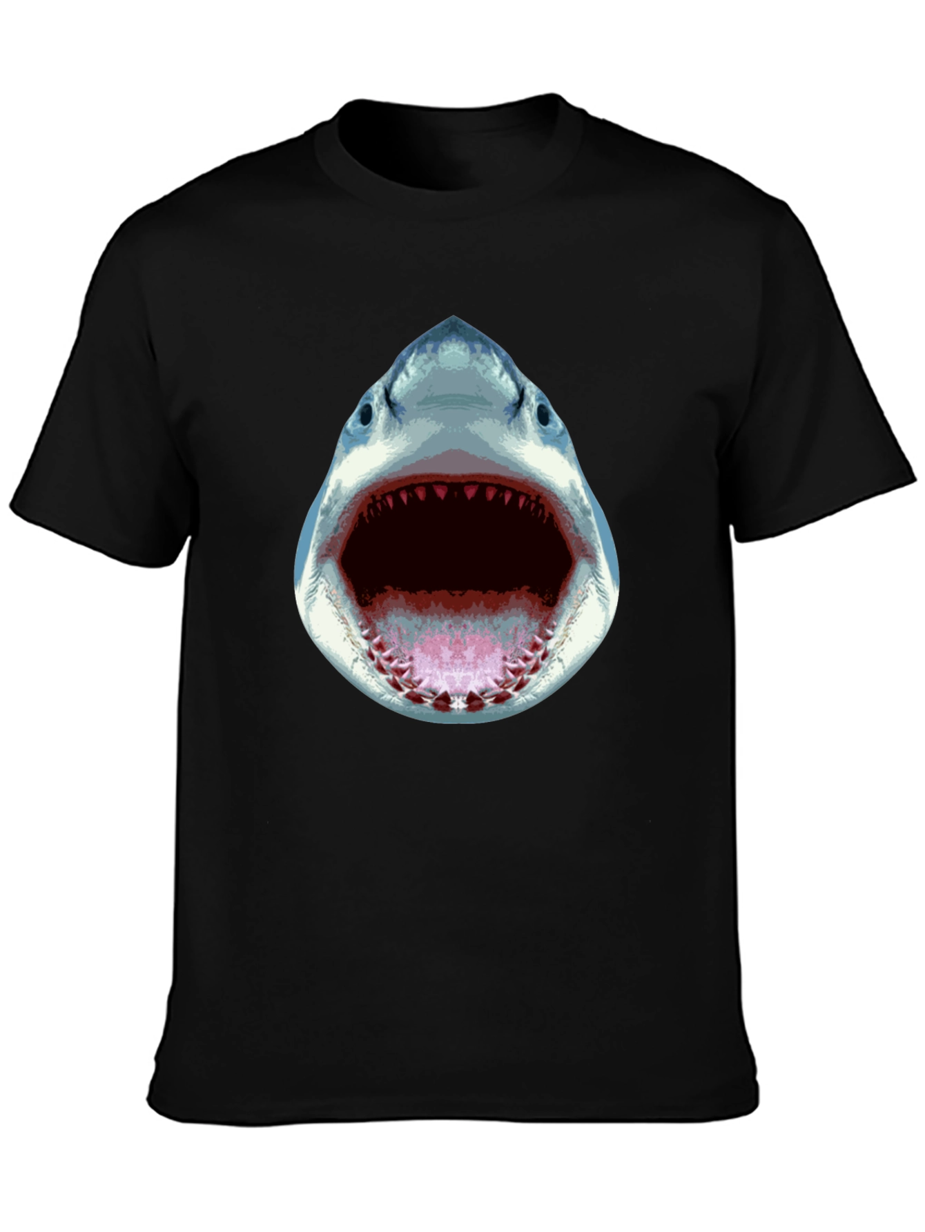 Shark Attack Graphic Tee - Black Cotton T-Shirt
