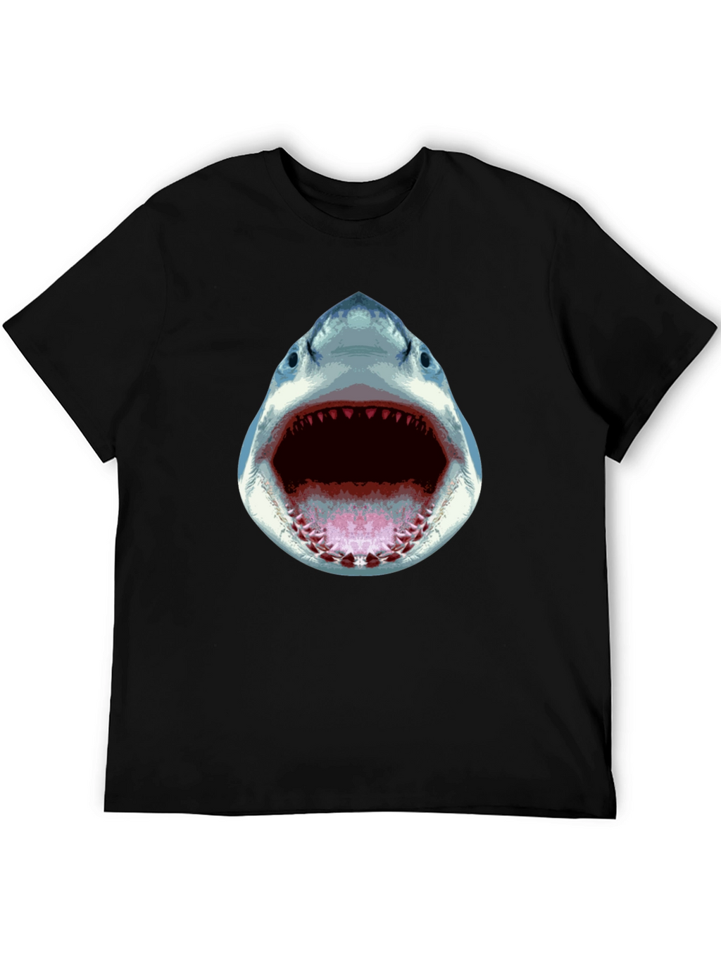 Shark Attack Graphic Tee - Black Cotton T-Shirt