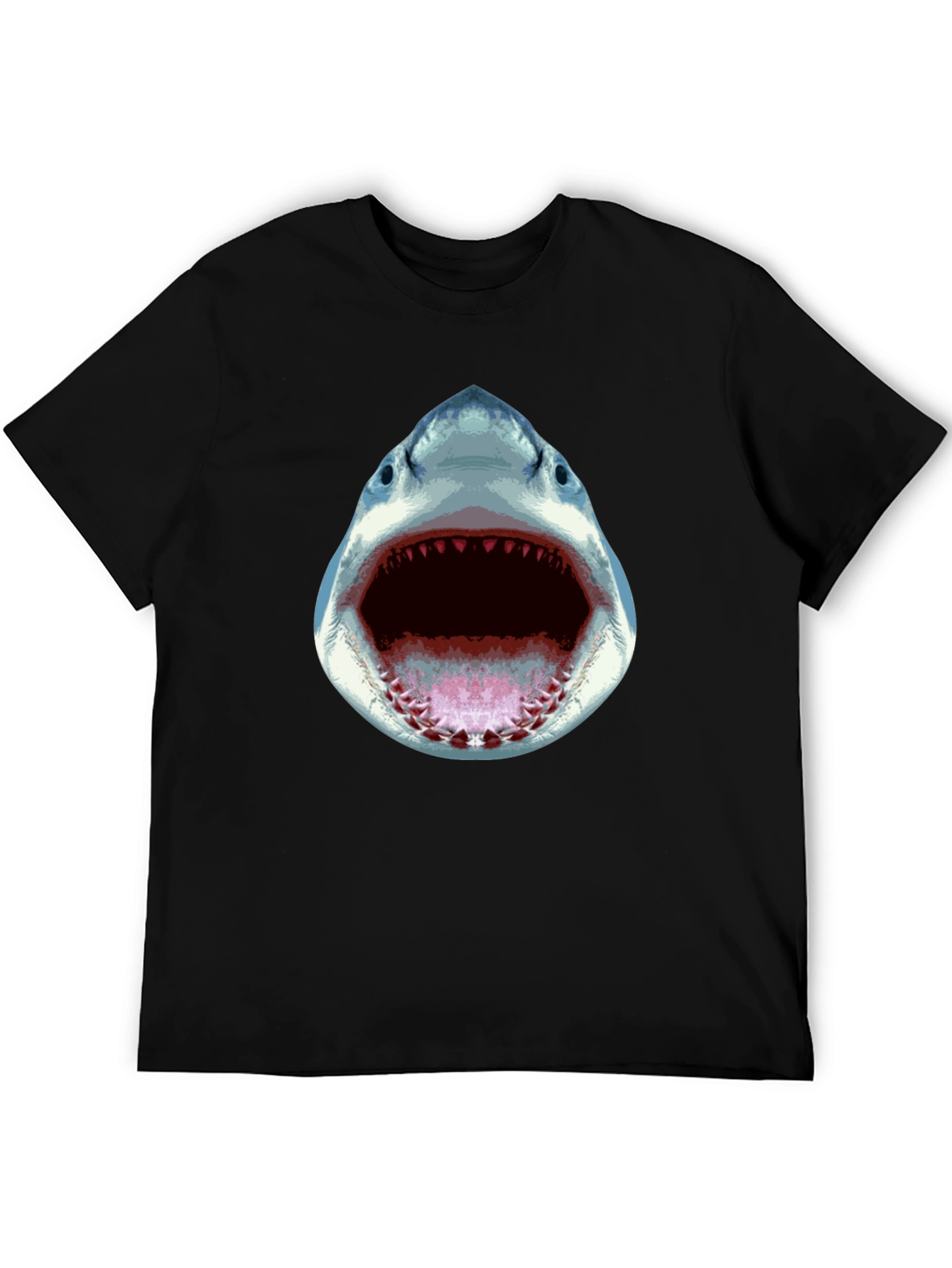 Shark Attack Graphic Tee - Black Cotton T-Shirt